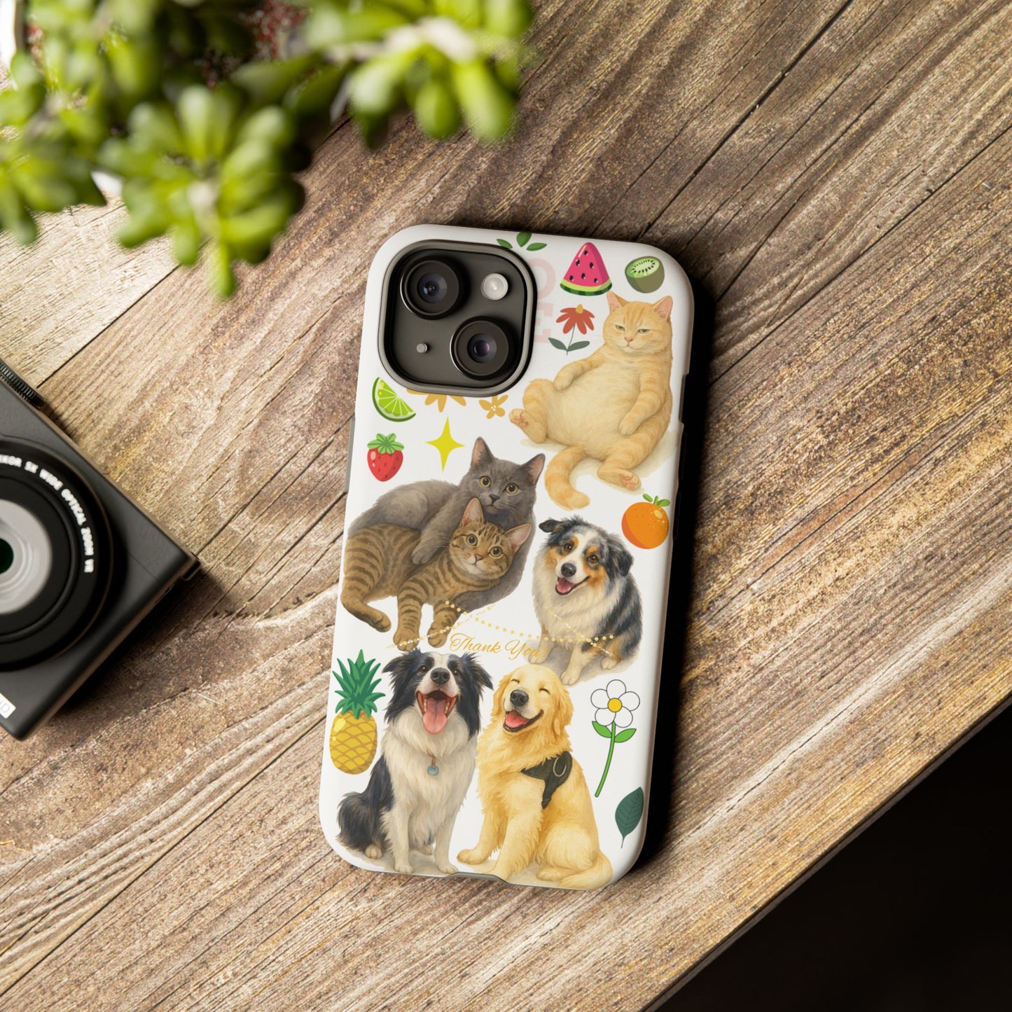 60A Dog and Cat Printed Dual-Layer Phone Case In White – Glossy or Matte Finish – iPhone & Android Compatible