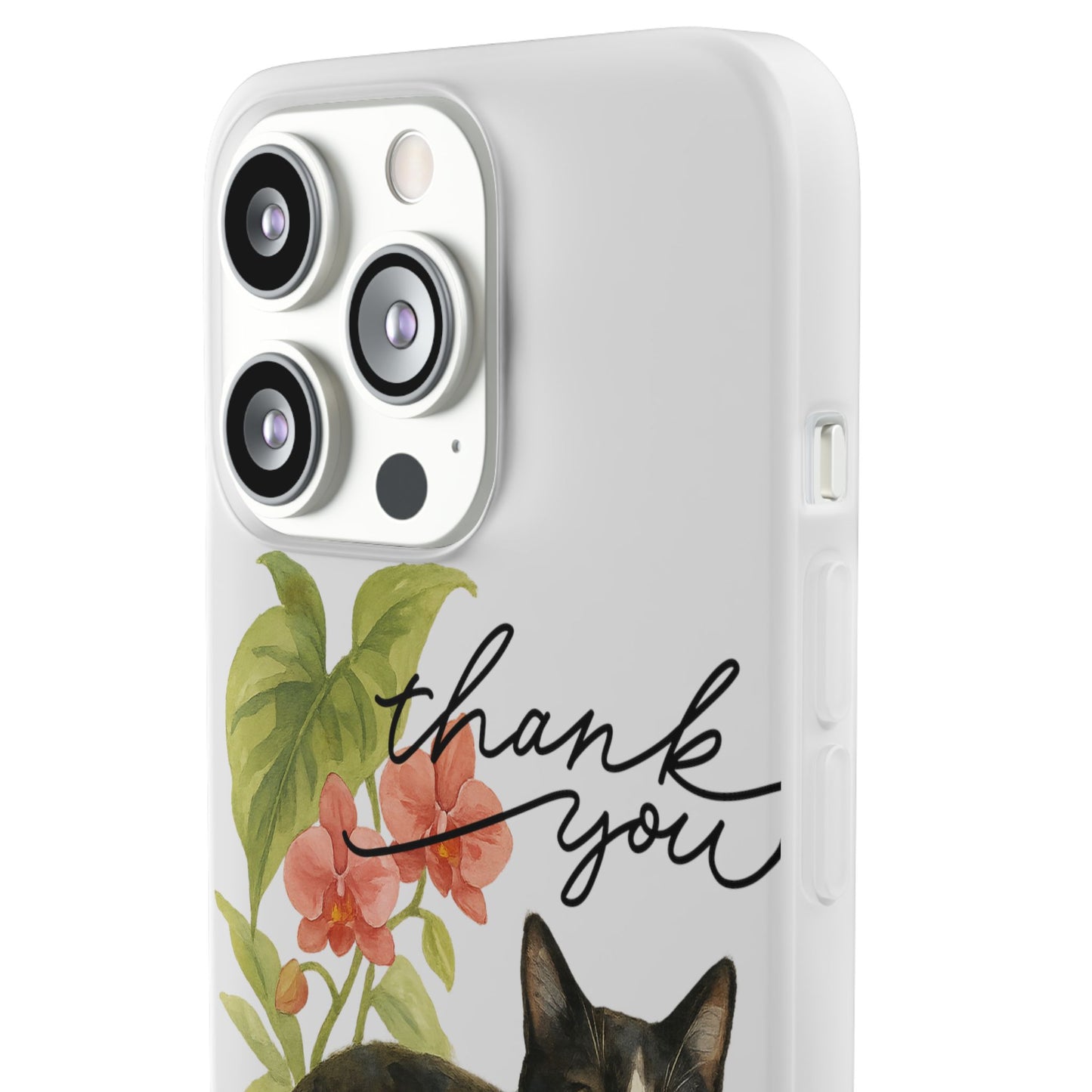62A Cute Cat Thank You Phone Case – Flexible Matte TPU Slim Cover for iPhone & Android Gift