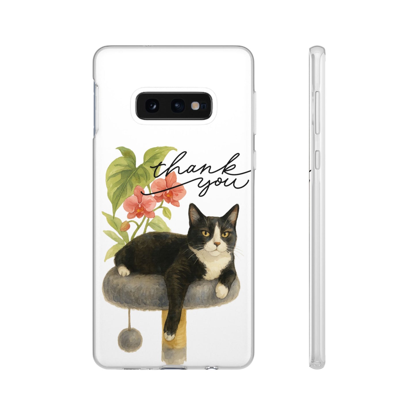 62A Cute Cat Thank You Phone Case – Flexible Matte TPU Slim Cover for iPhone & Android Gift