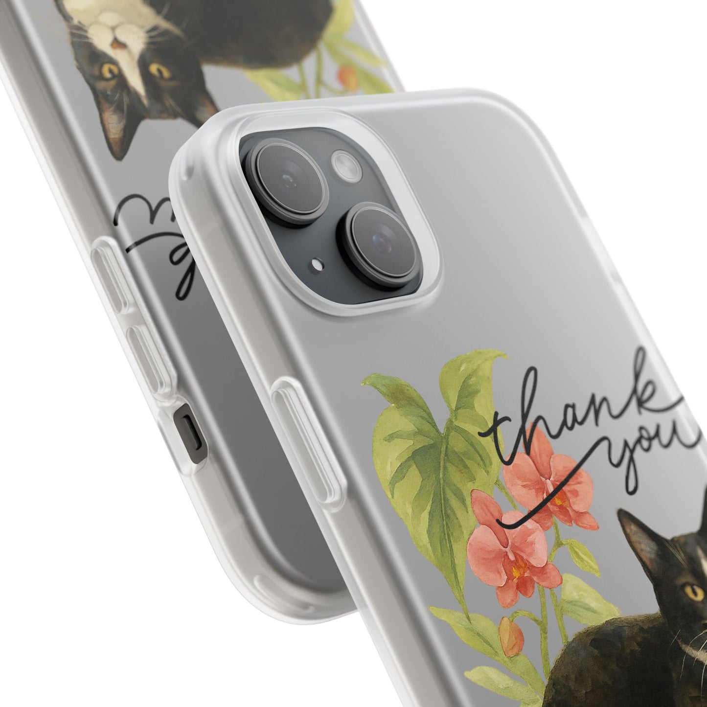 62A Cute Cat Thank You Phone Case – Flexible Matte TPU Slim Cover for iPhone & Android Gift