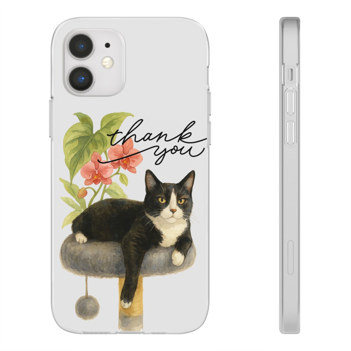 62A Cute Cat Thank You Phone Case – Flexible Matte TPU Slim Cover for iPhone & Android Gift