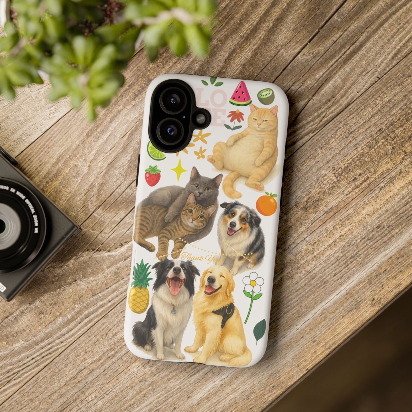 60A Dog and Cat Printed Dual-Layer Phone Case In White – Glossy or Matte Finish – iPhone & Android Compatible