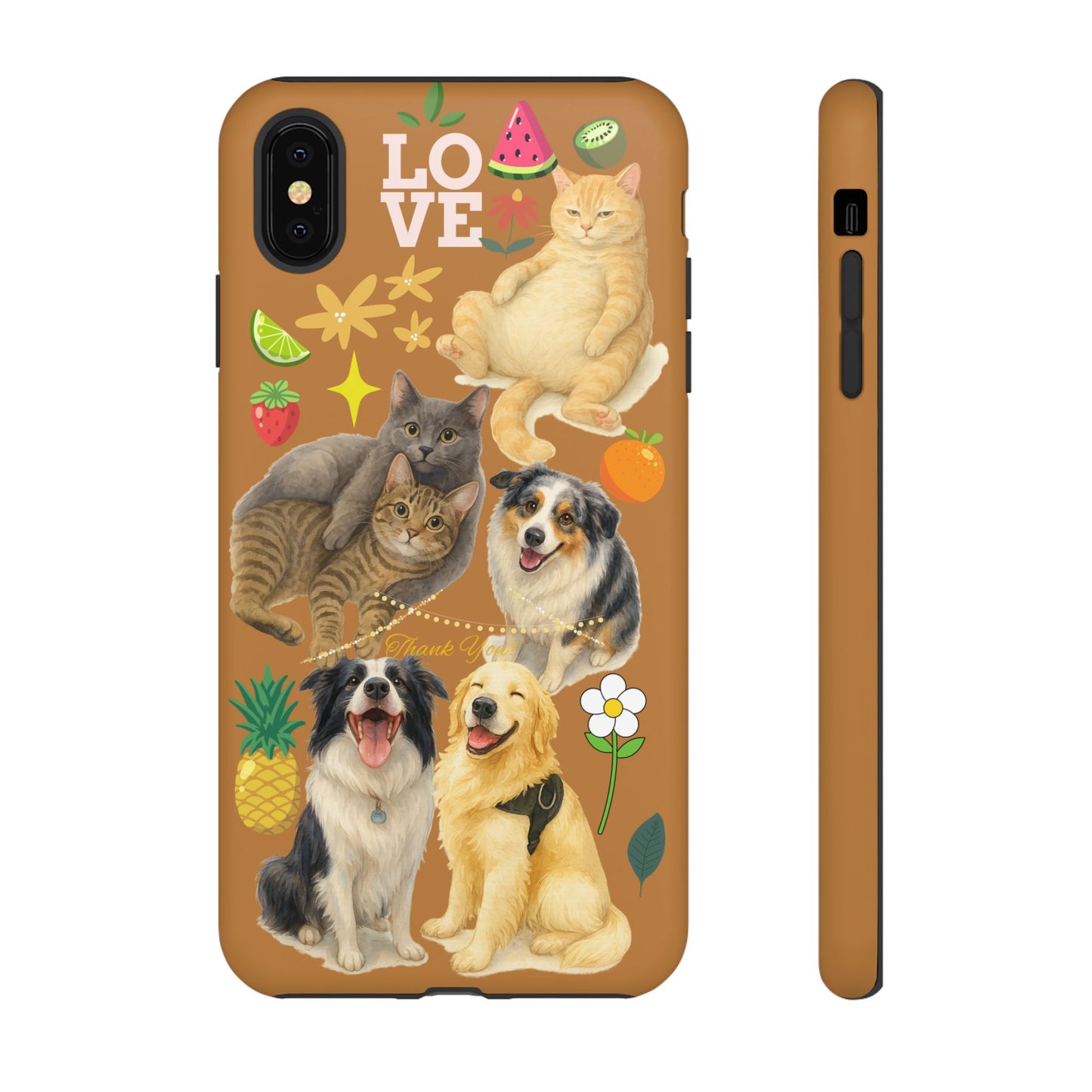60A-9 Dog and Cat Printed Dual-Layer Phone Case In Light Brown – Glossy or Matte Finish – iPhone & Android Compatible