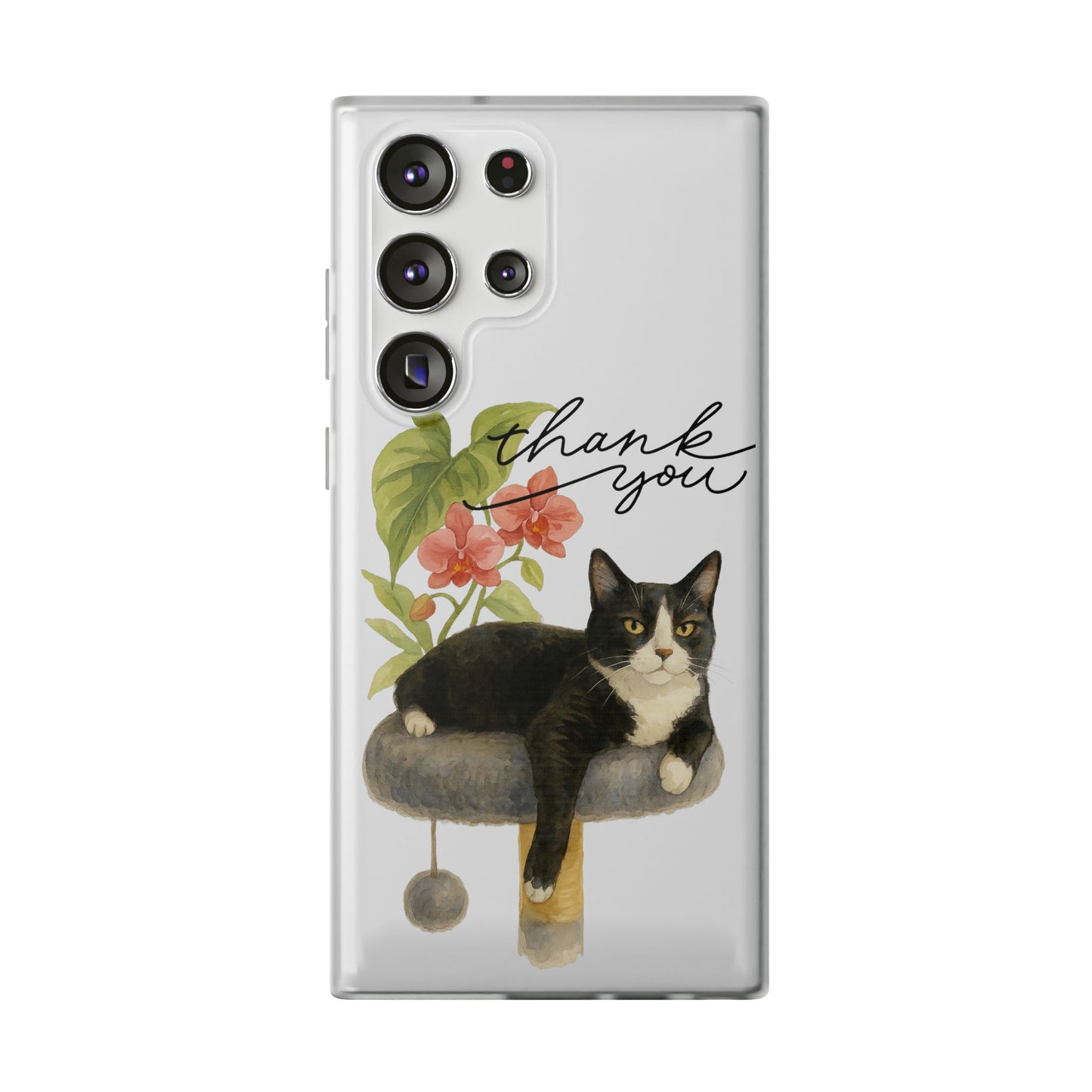 62A Cute Cat Thank You Phone Case – Flexible Matte TPU Slim Cover for iPhone & Android Gift