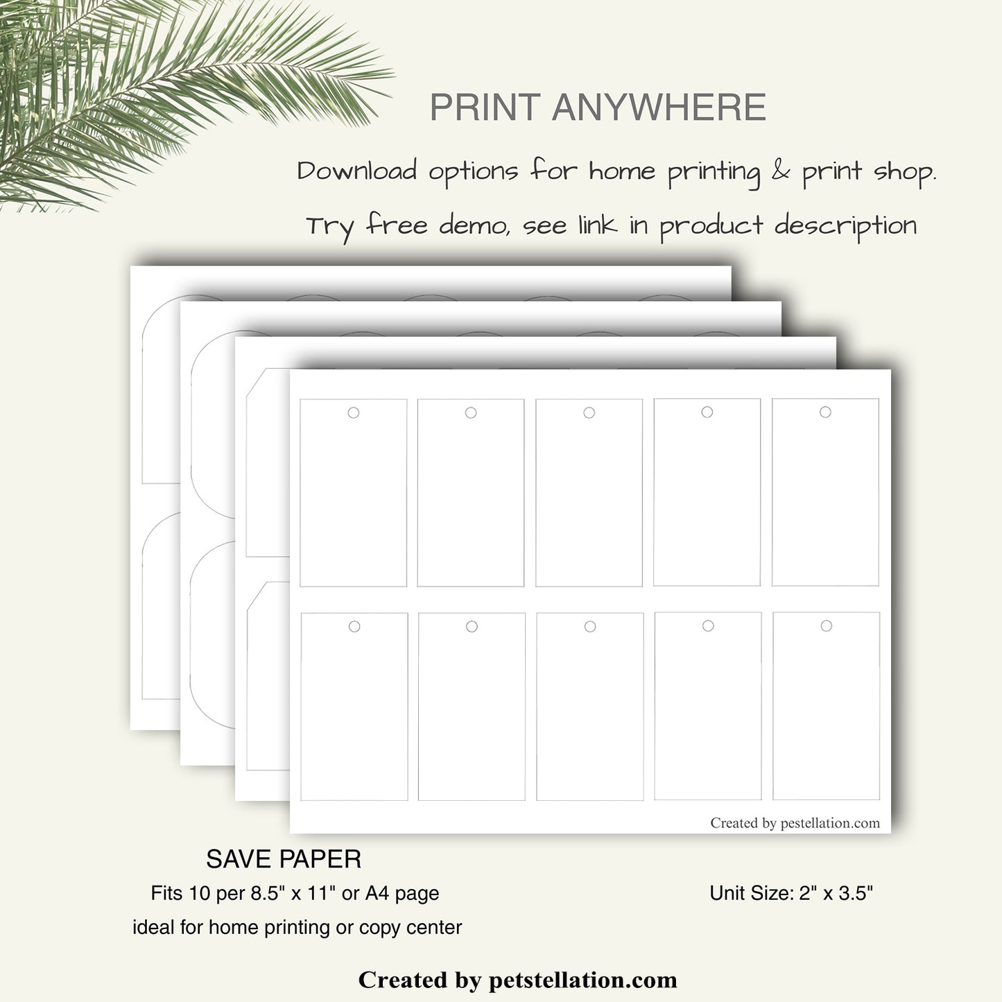 46E Printable Canva Blank Tag Templates | 10 Pages of Blank PNG / PDF Label Sheets – Oval, Semi-Circle, Rectangle & Trapezoid (With & Without Holes)