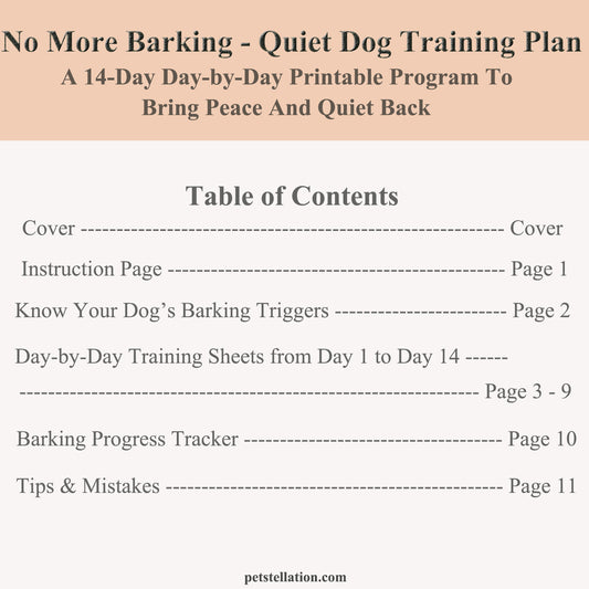 01F6-1 No More Barking! 14-Day Dog Barking Training Plan (Printable PDF, A4 & US Letter)