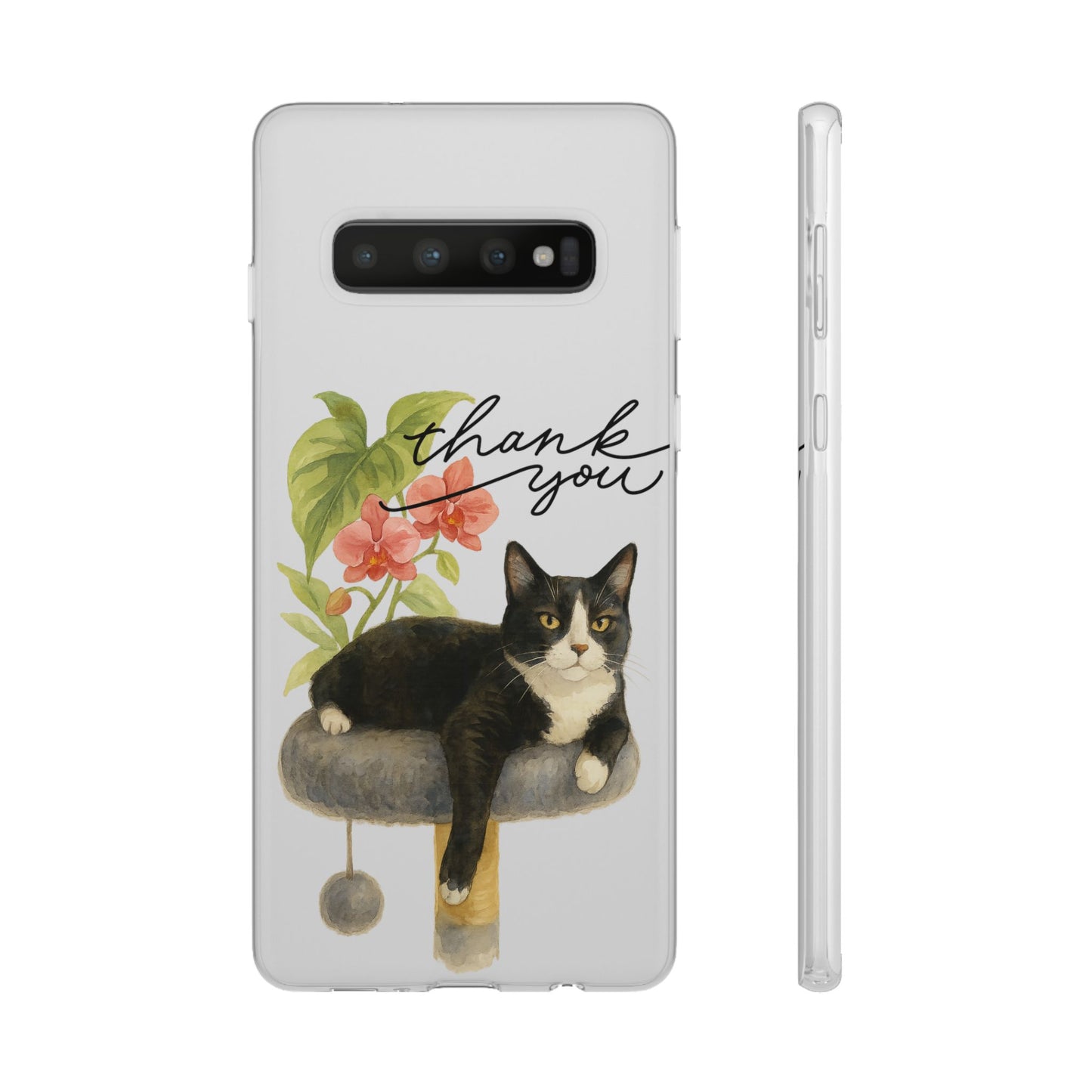 62A Cute Cat Thank You Phone Case – Flexible Matte TPU Slim Cover for iPhone & Android Gift