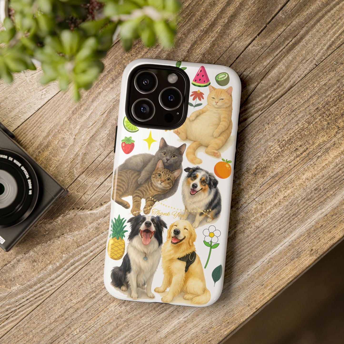 60A Dog and Cat Printed Dual-Layer Phone Case In White – Glossy or Matte Finish – iPhone & Android Compatible