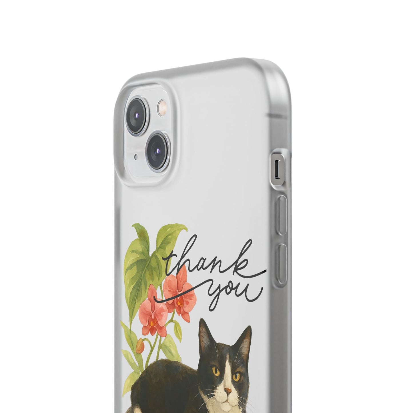 62A Cute Cat Thank You Phone Case – Flexible Matte TPU Slim Cover for iPhone & Android Gift