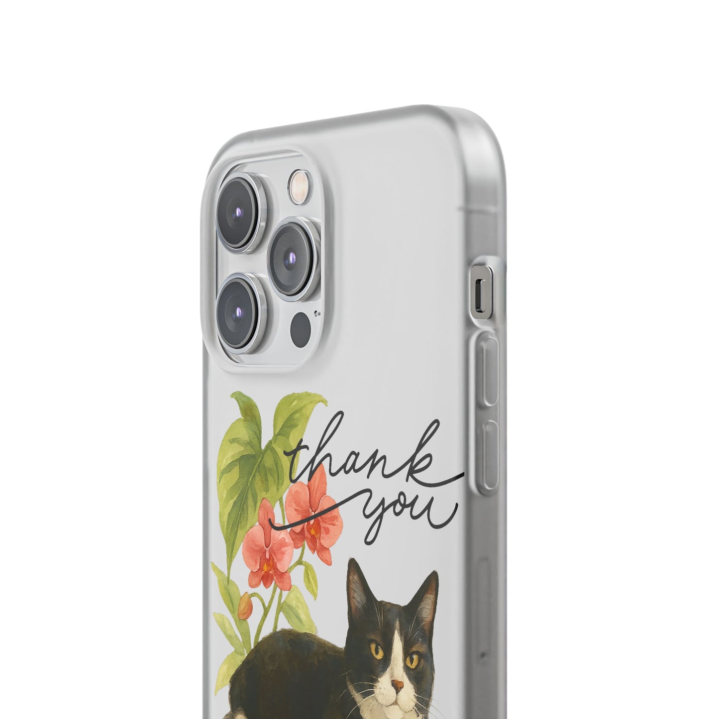 62A Cute Cat Thank You Phone Case – Flexible Matte TPU Slim Cover for iPhone & Android Gift