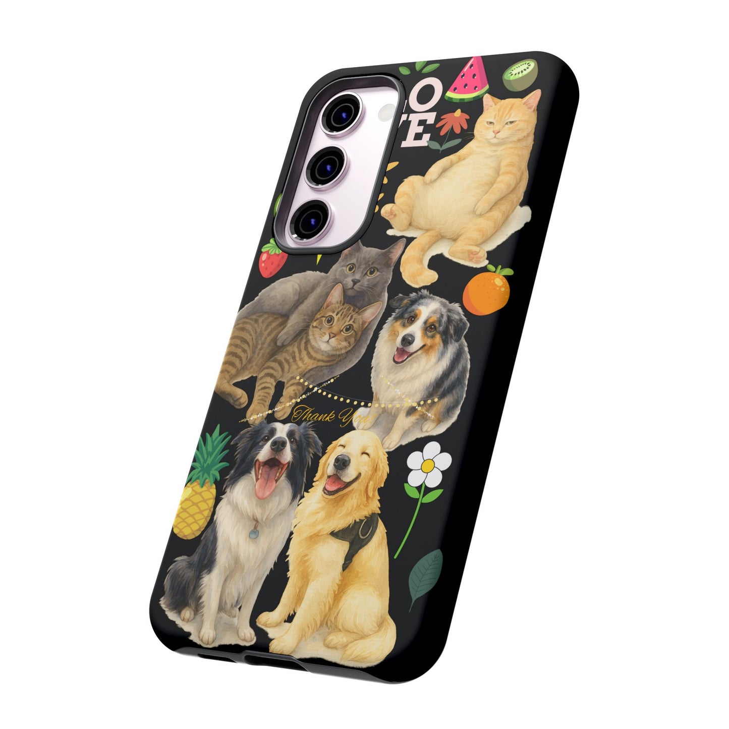 60A-8 Dog and Cat Printed Dual-Layer Phone Case In Black – Glossy or Matte Finish – iPhone & Android Compatible