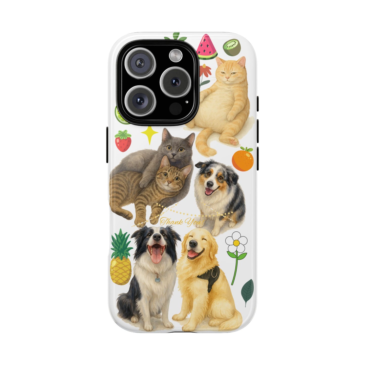 60A Dog and Cat Printed Dual-Layer Phone Case In White – Glossy or Matte Finish – iPhone & Android Compatible