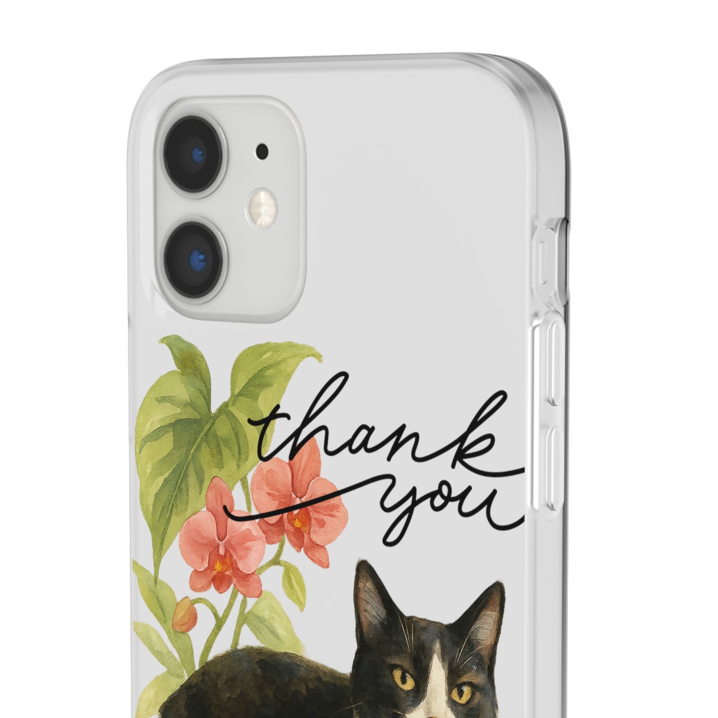 62A Cute Cat Thank You Phone Case – Flexible Matte TPU Slim Cover for iPhone & Android Gift