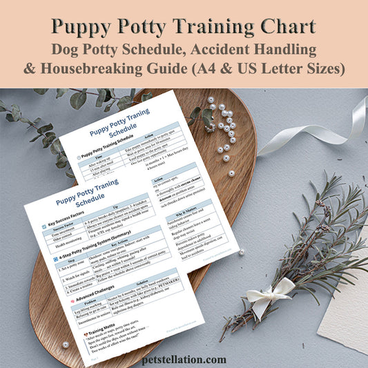 01F7 Puppy Potty Training Chart Printable – Dog Potty Schedule, Accident Handling & Housebreaking Guide (A4 & US Letter Sizes)