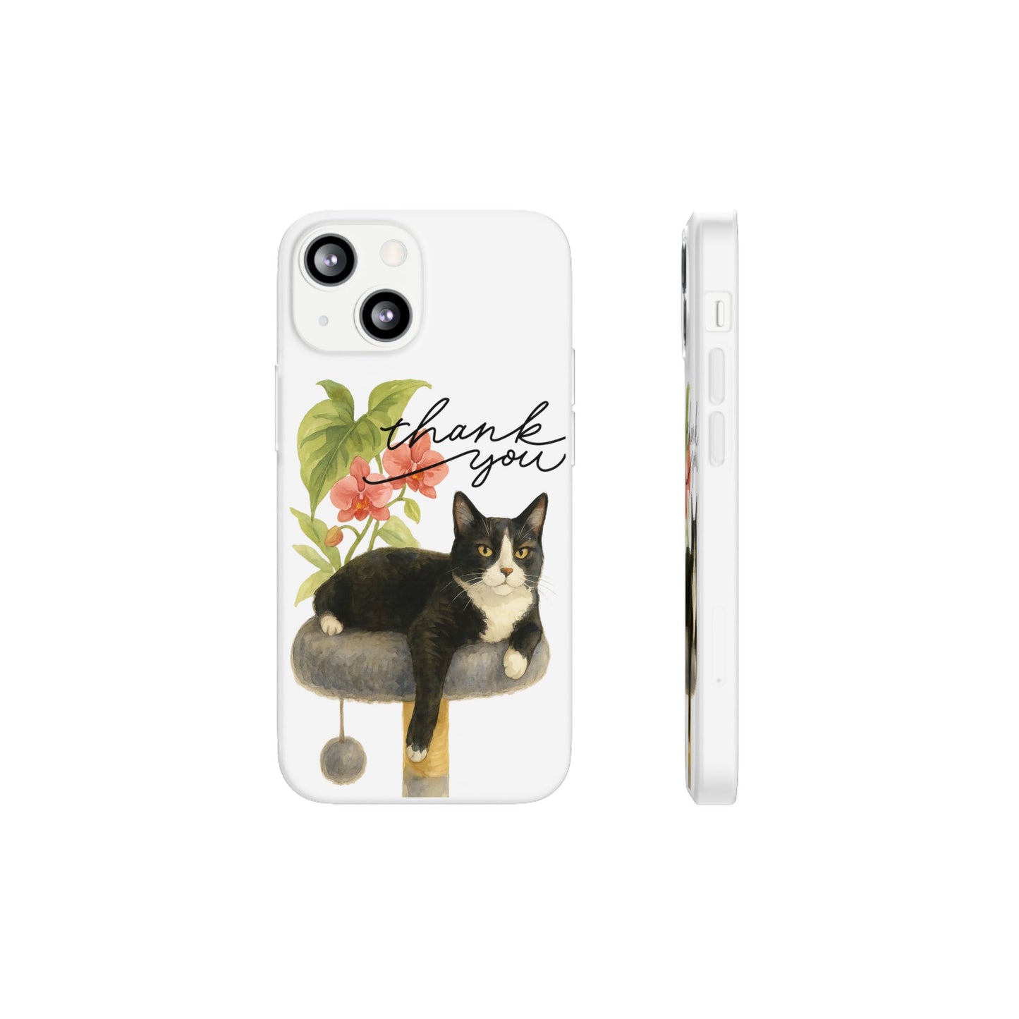 62A Cute Cat Thank You Phone Case – Flexible Matte TPU Slim Cover for iPhone & Android Gift