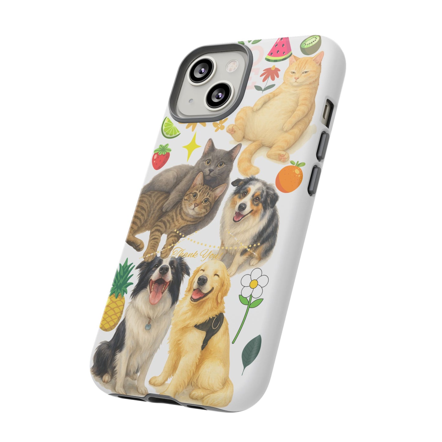 60A Dog and Cat Printed Dual-Layer Phone Case In White – Glossy or Matte Finish – iPhone & Android Compatible