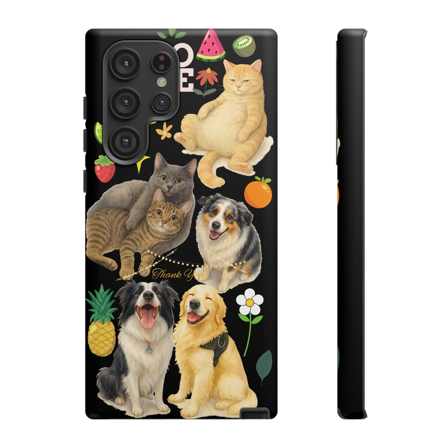 60A-8 Dog and Cat Printed Dual-Layer Phone Case In Black – Glossy or Matte Finish – iPhone & Android Compatible