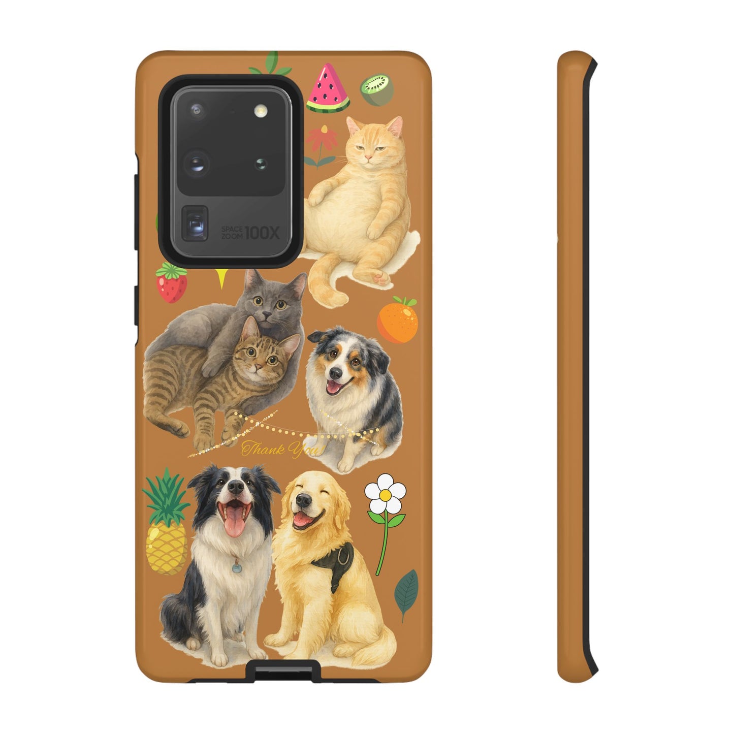 60A-9 Dog and Cat Printed Dual-Layer Phone Case In Light Brown – Glossy or Matte Finish – iPhone & Android Compatible