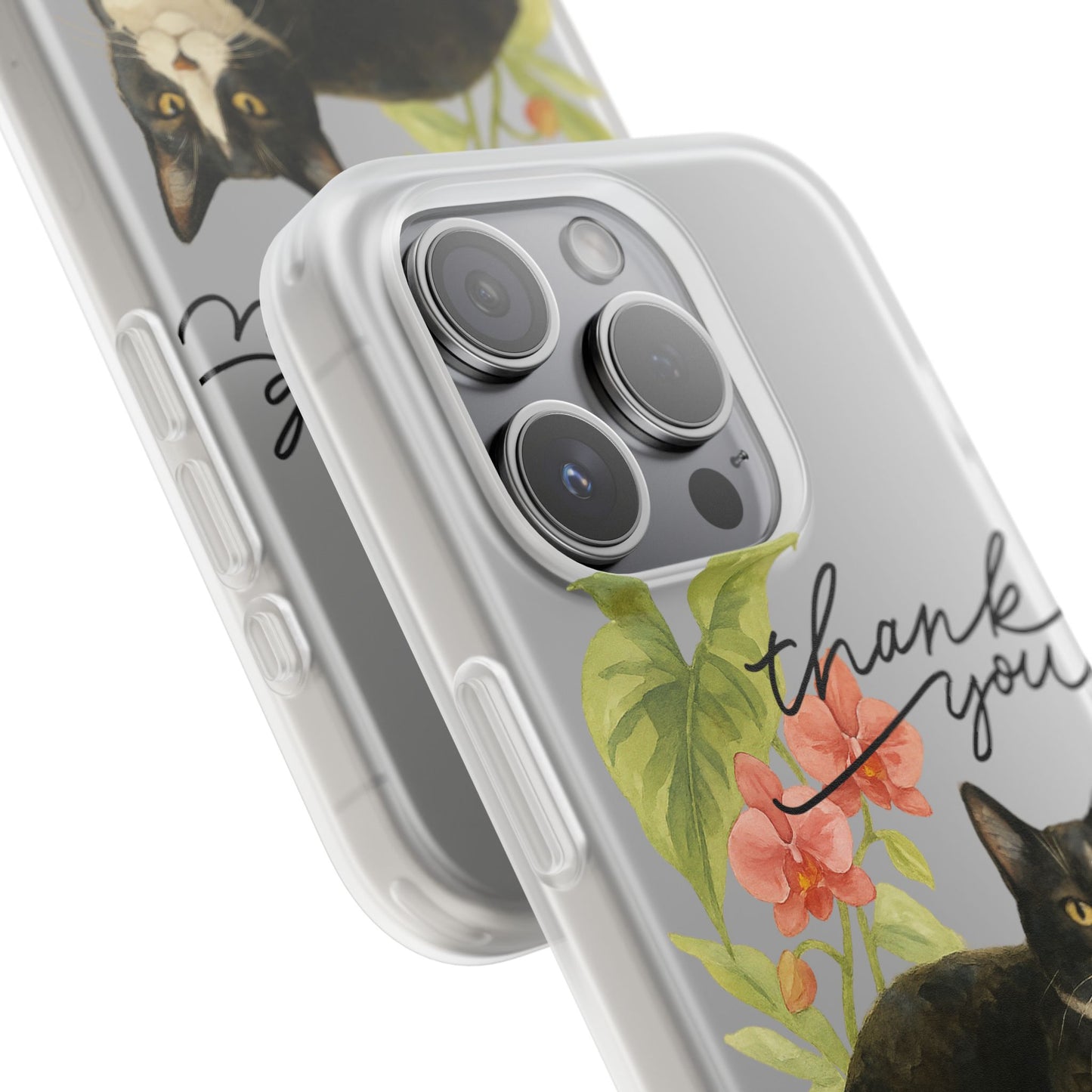 62A Cute Cat Thank You Phone Case – Flexible Matte TPU Slim Cover for iPhone & Android Gift