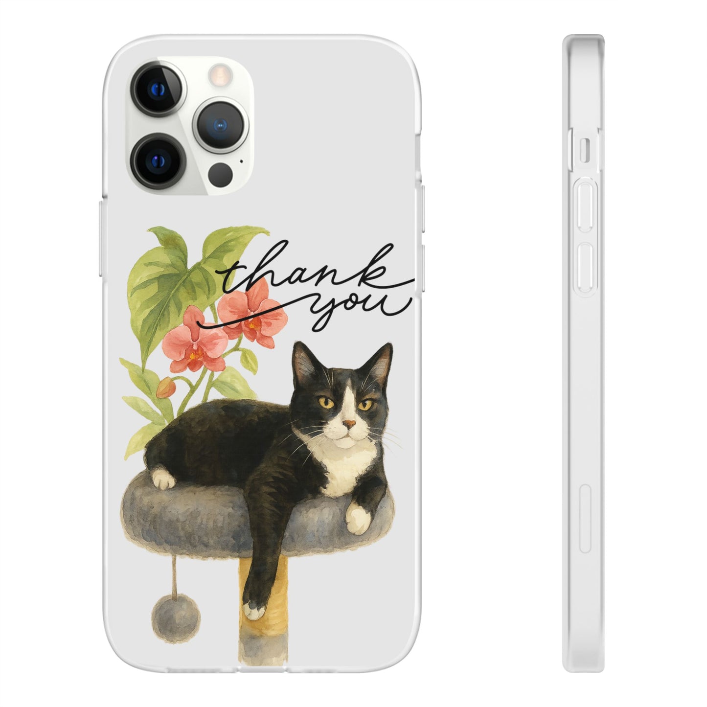 62A Cute Cat Thank You Phone Case – Flexible Matte TPU Slim Cover for iPhone & Android Gift