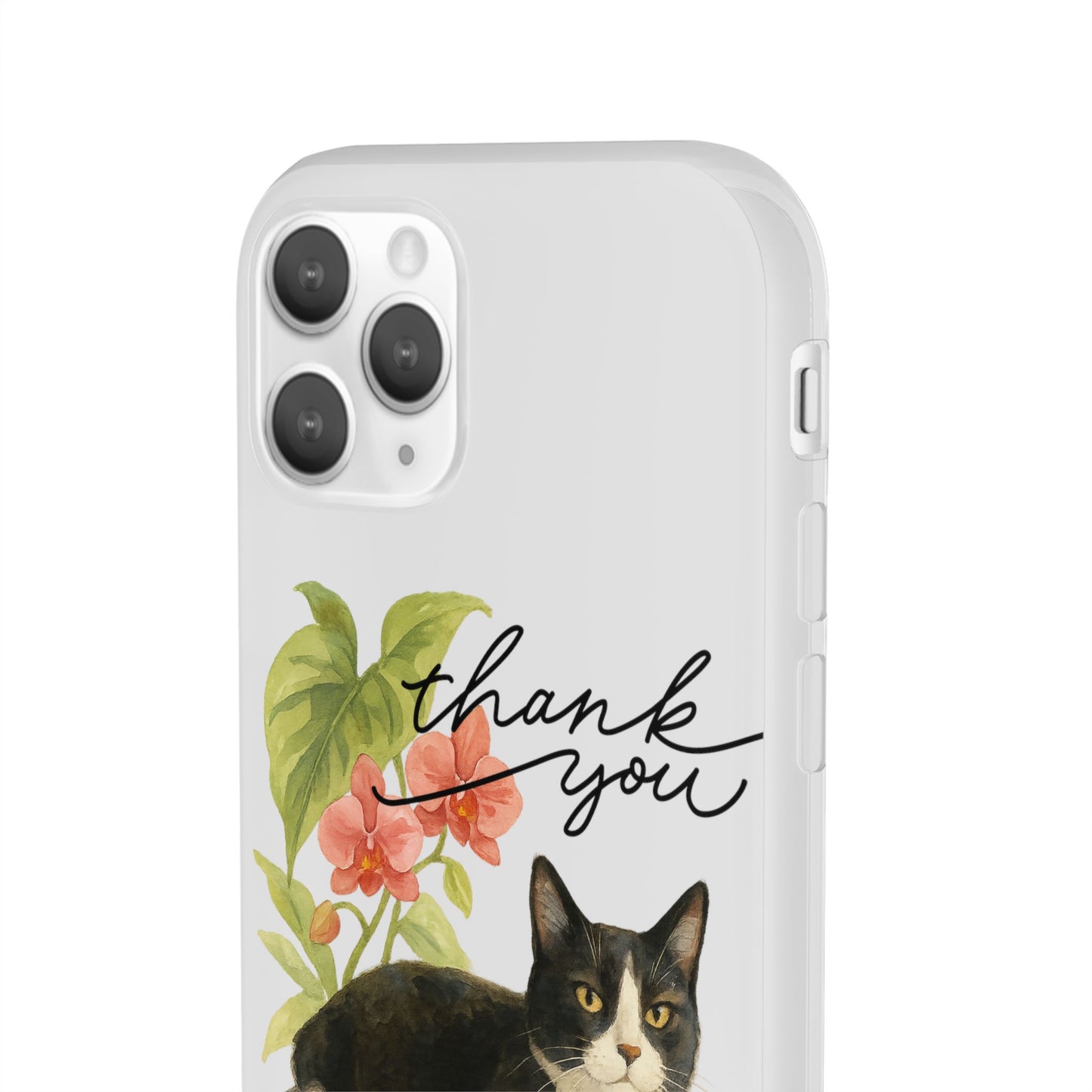 62A Cute Cat Thank You Phone Case – Flexible Matte TPU Slim Cover for iPhone & Android Gift