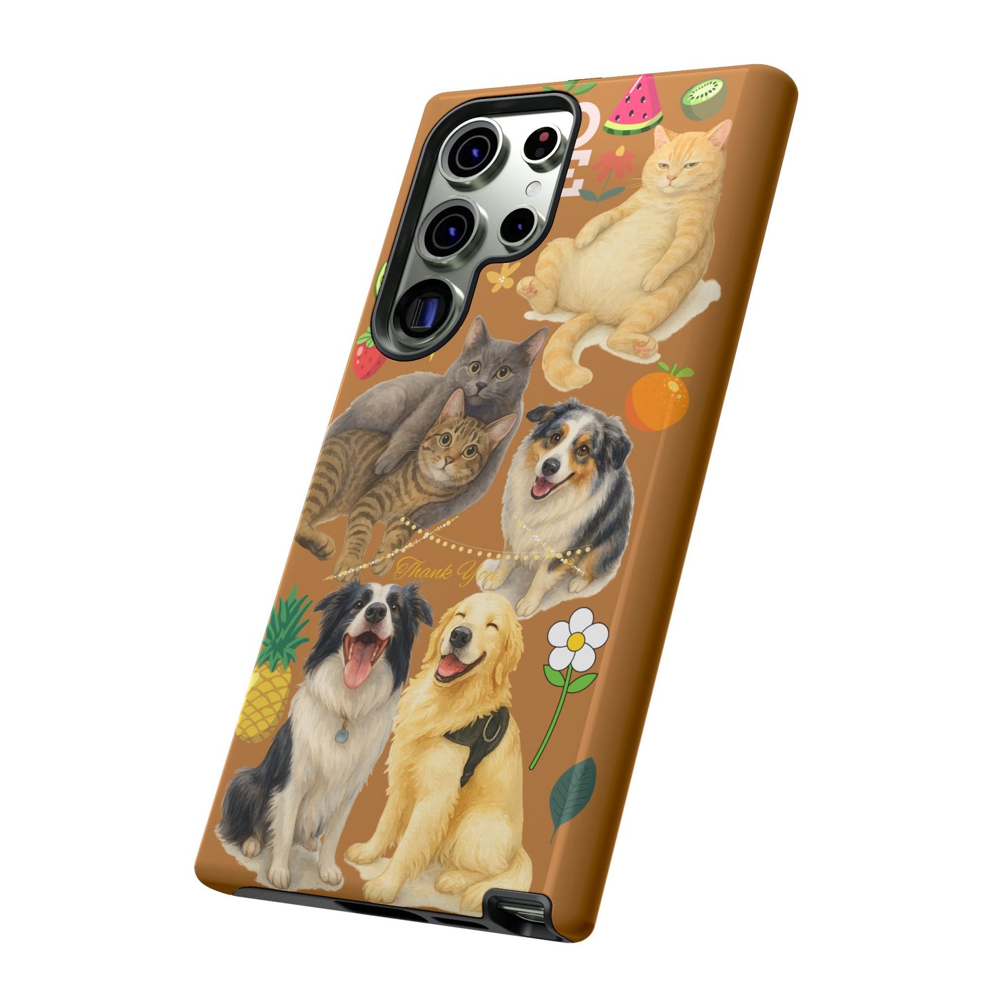 60A-9 Dog and Cat Printed Dual-Layer Phone Case In Light Brown – Glossy or Matte Finish – iPhone & Android Compatible
