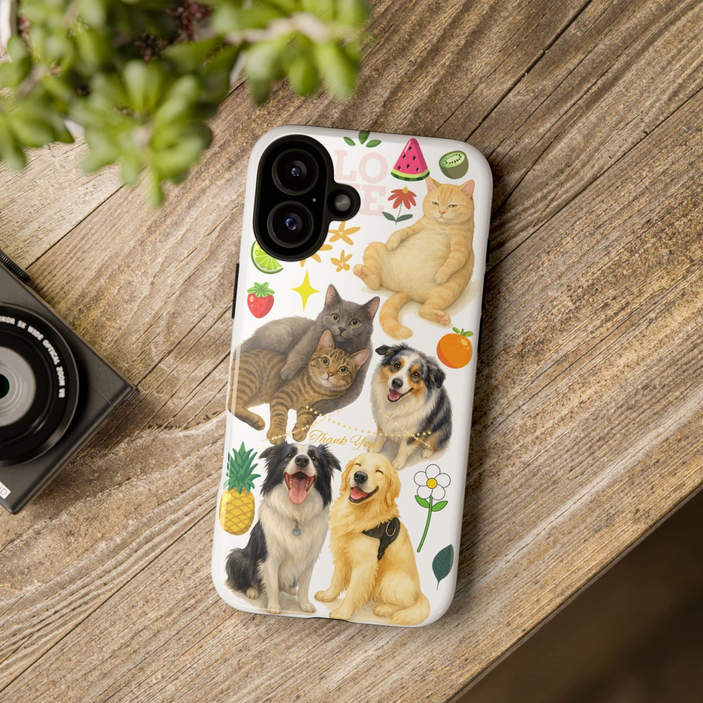 60A Dog and Cat Printed Dual-Layer Phone Case In White – Glossy or Matte Finish – iPhone & Android Compatible
