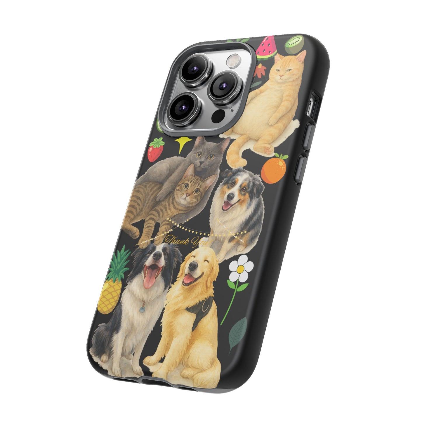 60A-8 Dog and Cat Printed Dual-Layer Phone Case In Black – Glossy or Matte Finish – iPhone & Android Compatible