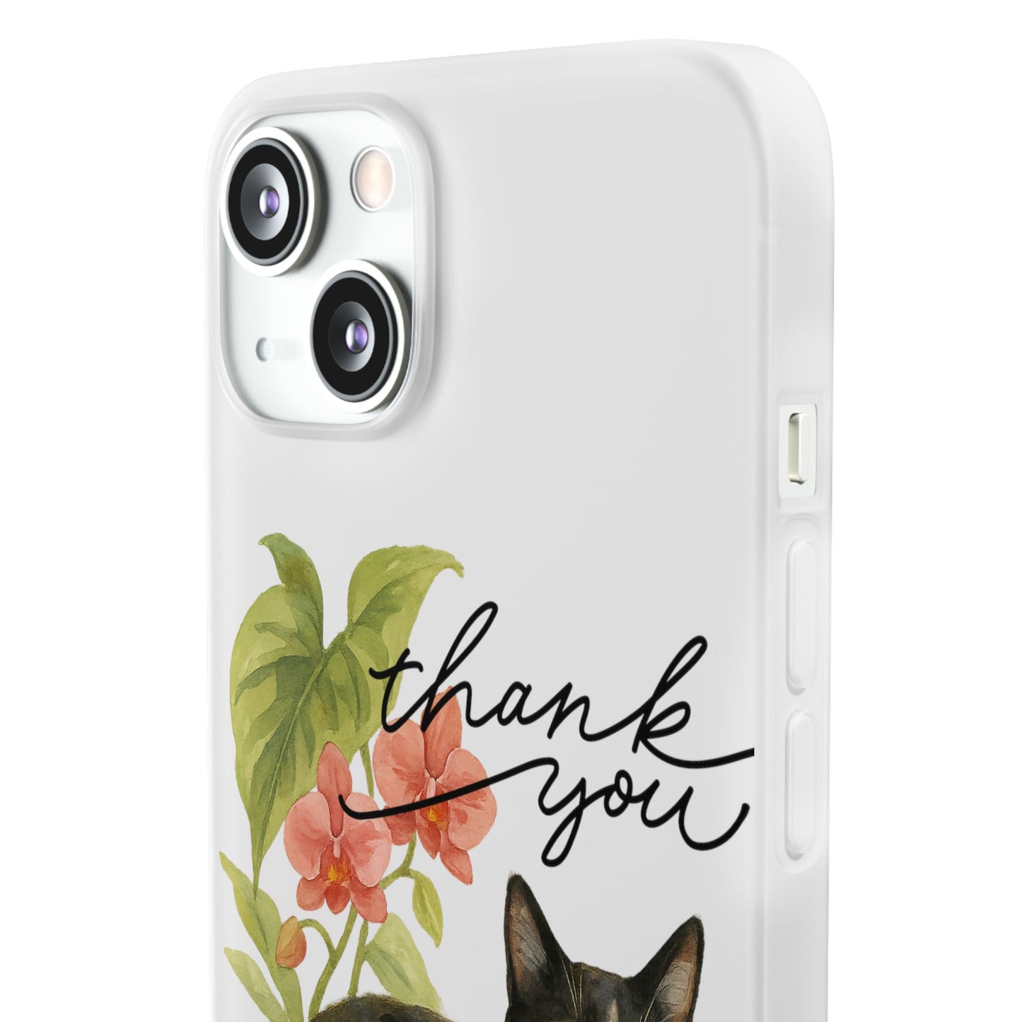 62A Cute Cat Thank You Phone Case – Flexible Matte TPU Slim Cover for iPhone & Android Gift