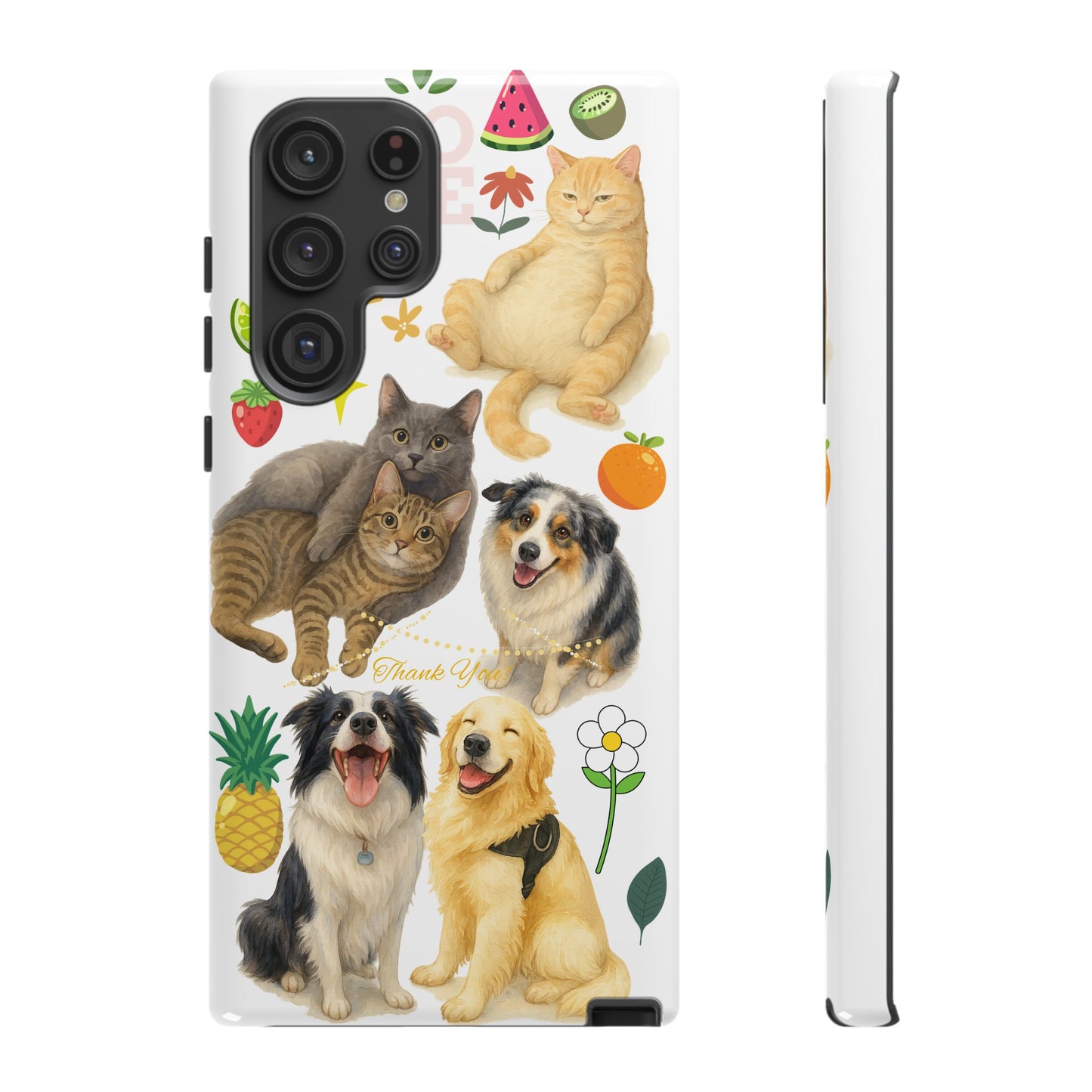 60A Dog and Cat Printed Dual-Layer Phone Case In White – Glossy or Matte Finish – iPhone & Android Compatible