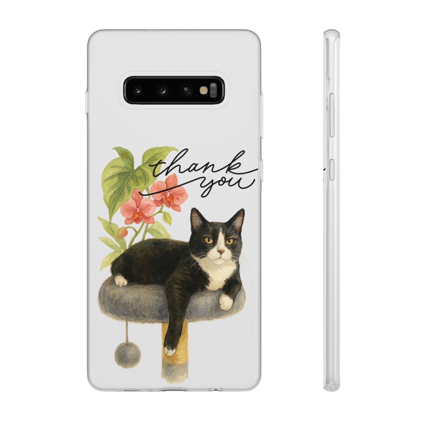 62A Cute Cat Thank You Phone Case – Flexible Matte TPU Slim Cover for iPhone & Android Gift