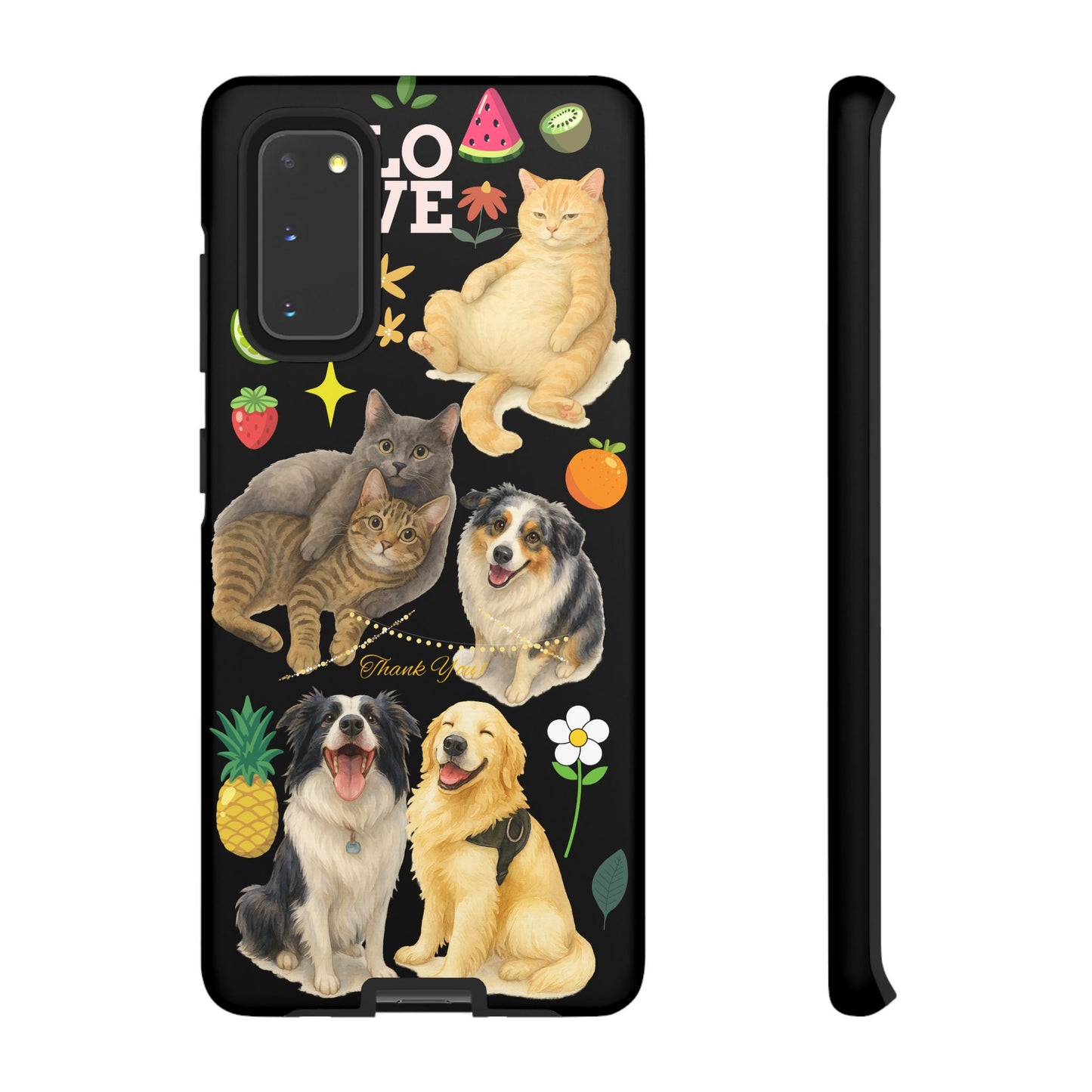 60A-8 Dog and Cat Printed Dual-Layer Phone Case In Black – Glossy or Matte Finish – iPhone & Android Compatible