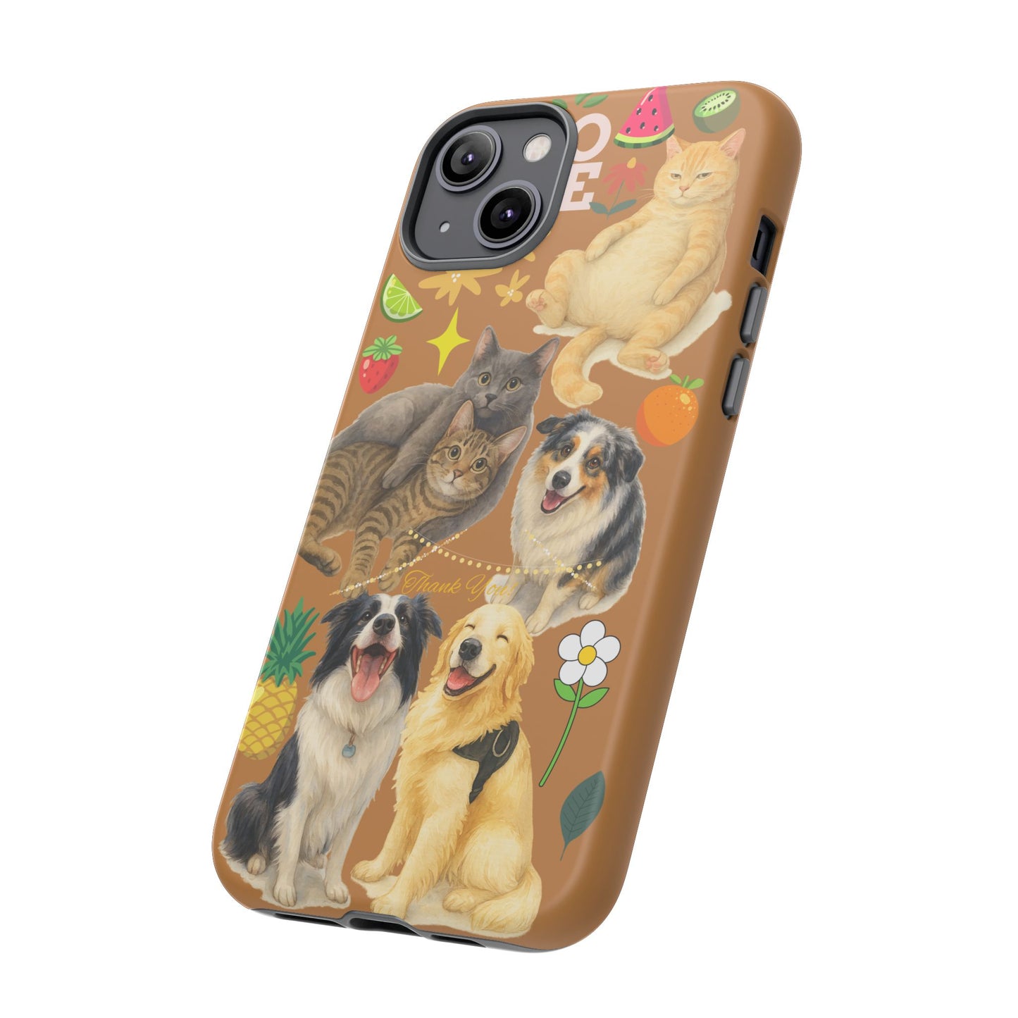 60A-9 Dog and Cat Printed Dual-Layer Phone Case In Light Brown – Glossy or Matte Finish – iPhone & Android Compatible
