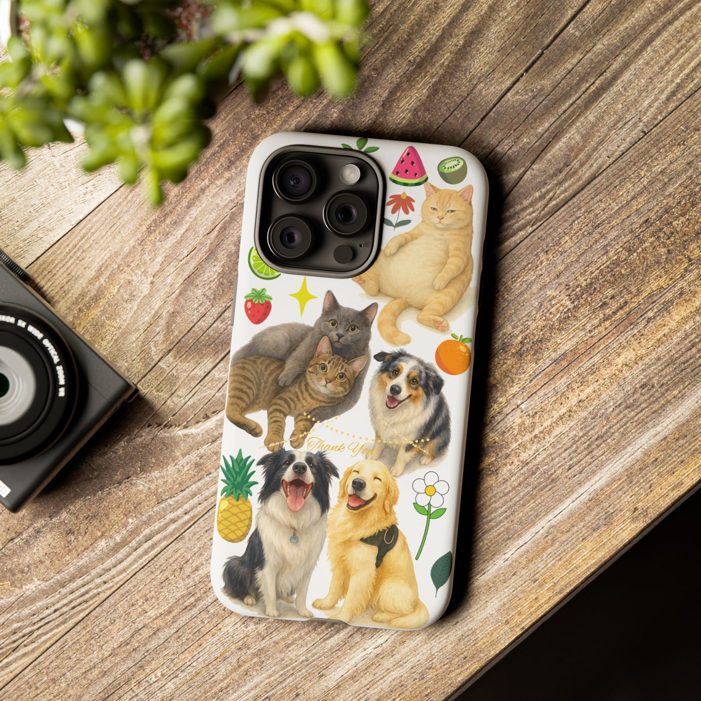 60A Dog and Cat Printed Dual-Layer Phone Case In White – Glossy or Matte Finish – iPhone & Android Compatible