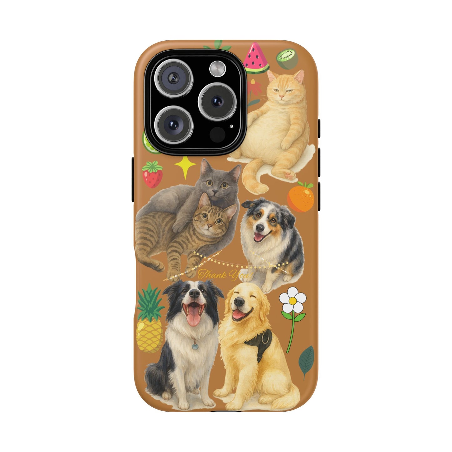 60A-9 Dog and Cat Printed Dual-Layer Phone Case In Light Brown – Glossy or Matte Finish – iPhone & Android Compatible