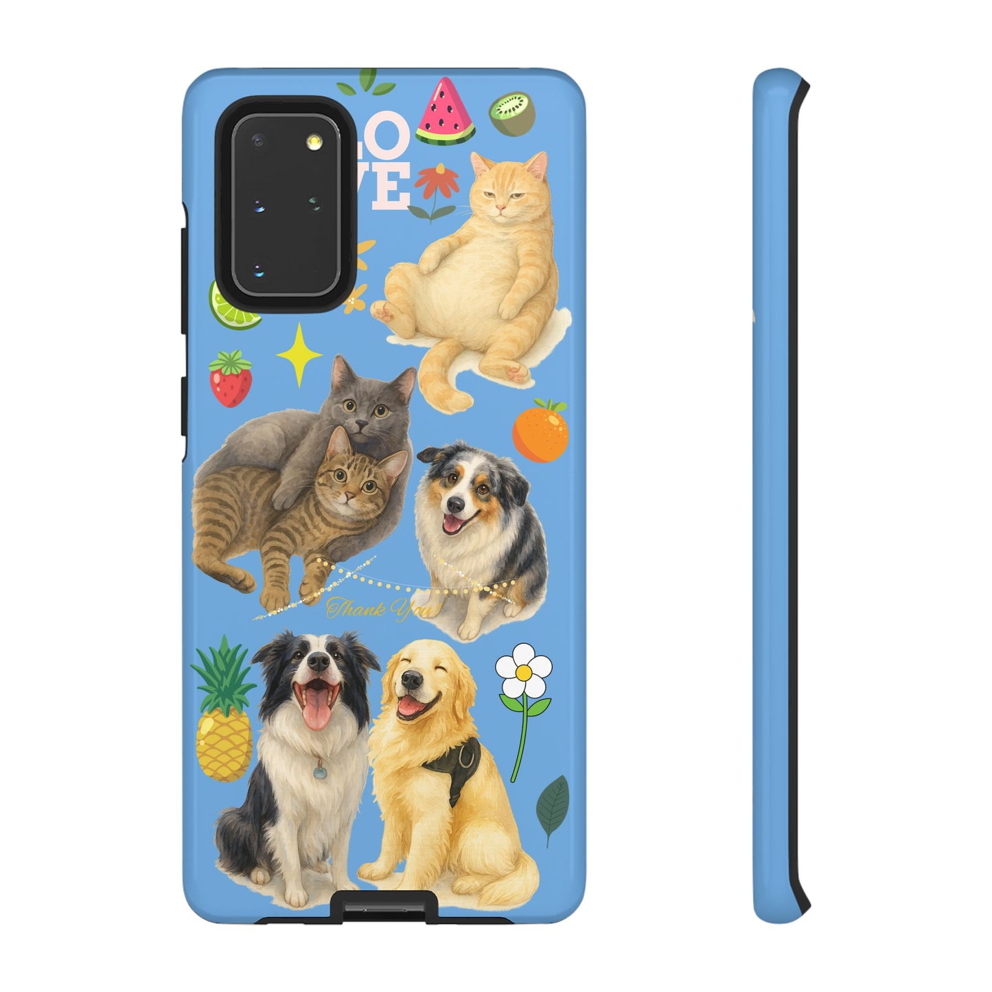 60A-1 Dog and Cat Printed Dual-Layer Phone Case In Blue – Glossy or Matte Finish – iPhone & Android Compatible