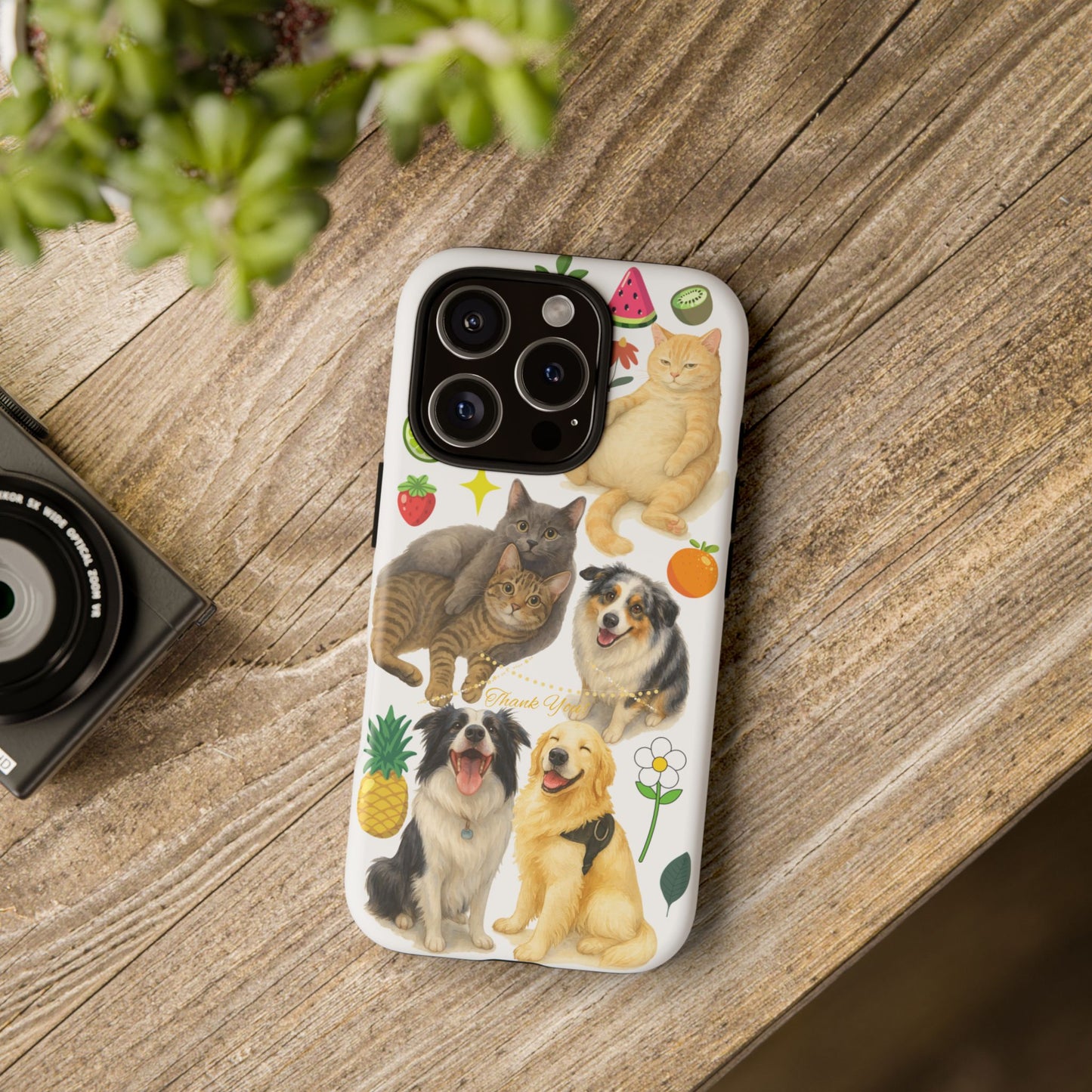 60A Dog and Cat Printed Dual-Layer Phone Case In White – Glossy or Matte Finish – iPhone & Android Compatible
