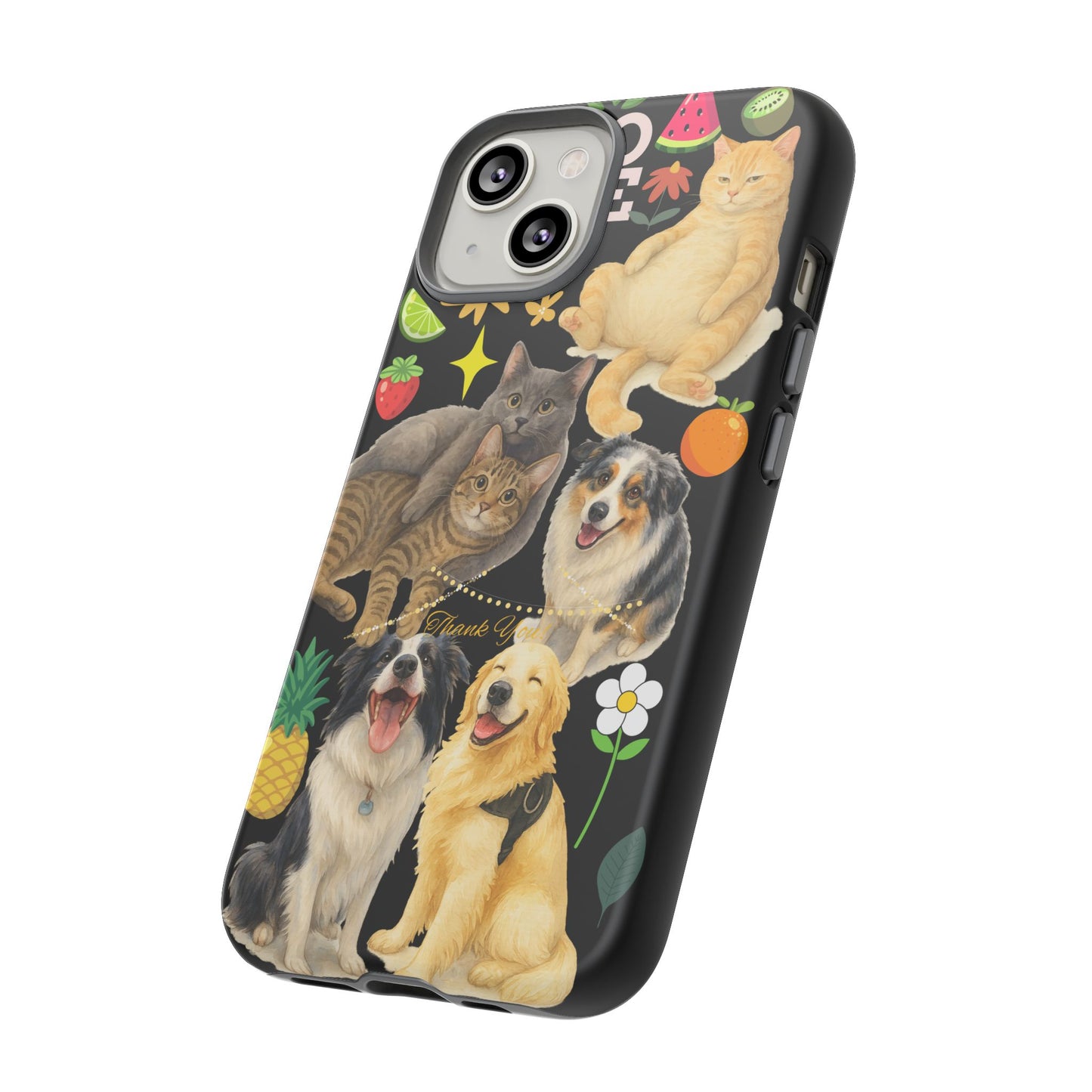 60A-8 Dog and Cat Printed Dual-Layer Phone Case In Black – Glossy or Matte Finish – iPhone & Android Compatible