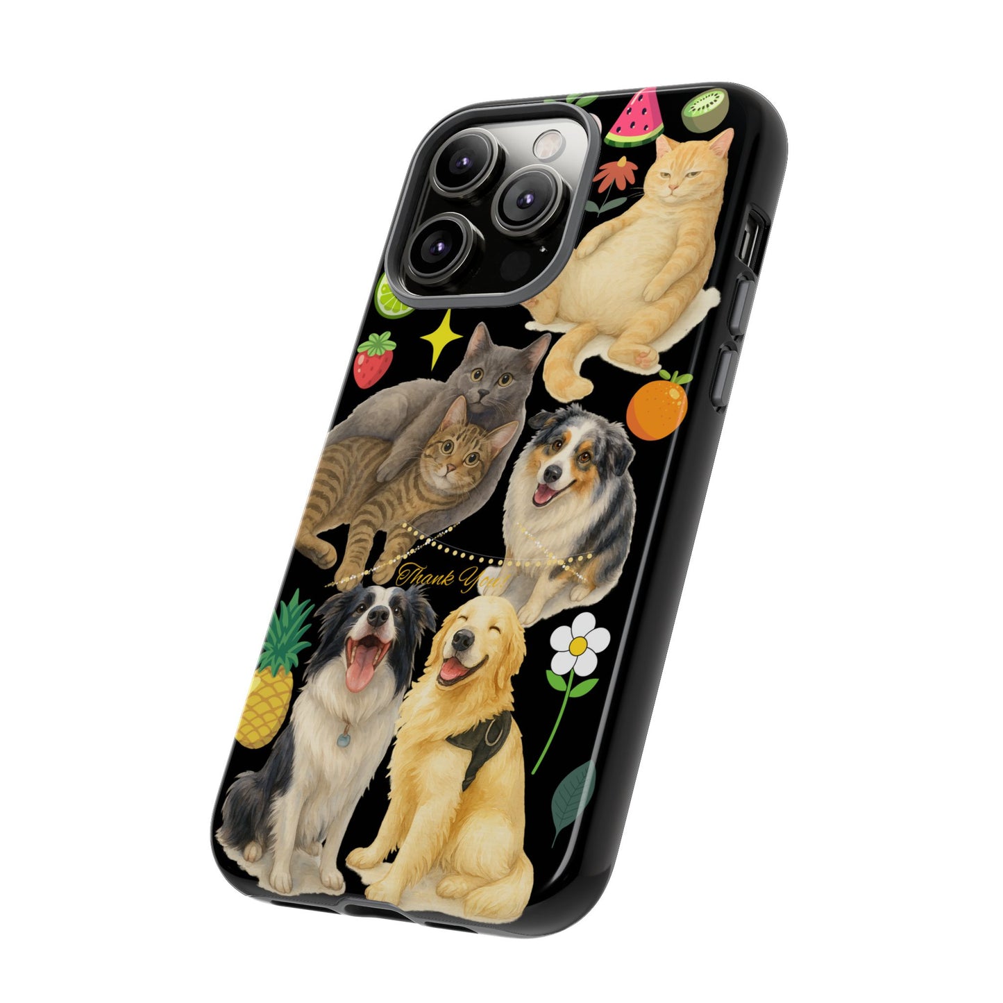 60A-8 Dog and Cat Printed Dual-Layer Phone Case In Black – Glossy or Matte Finish – iPhone & Android Compatible