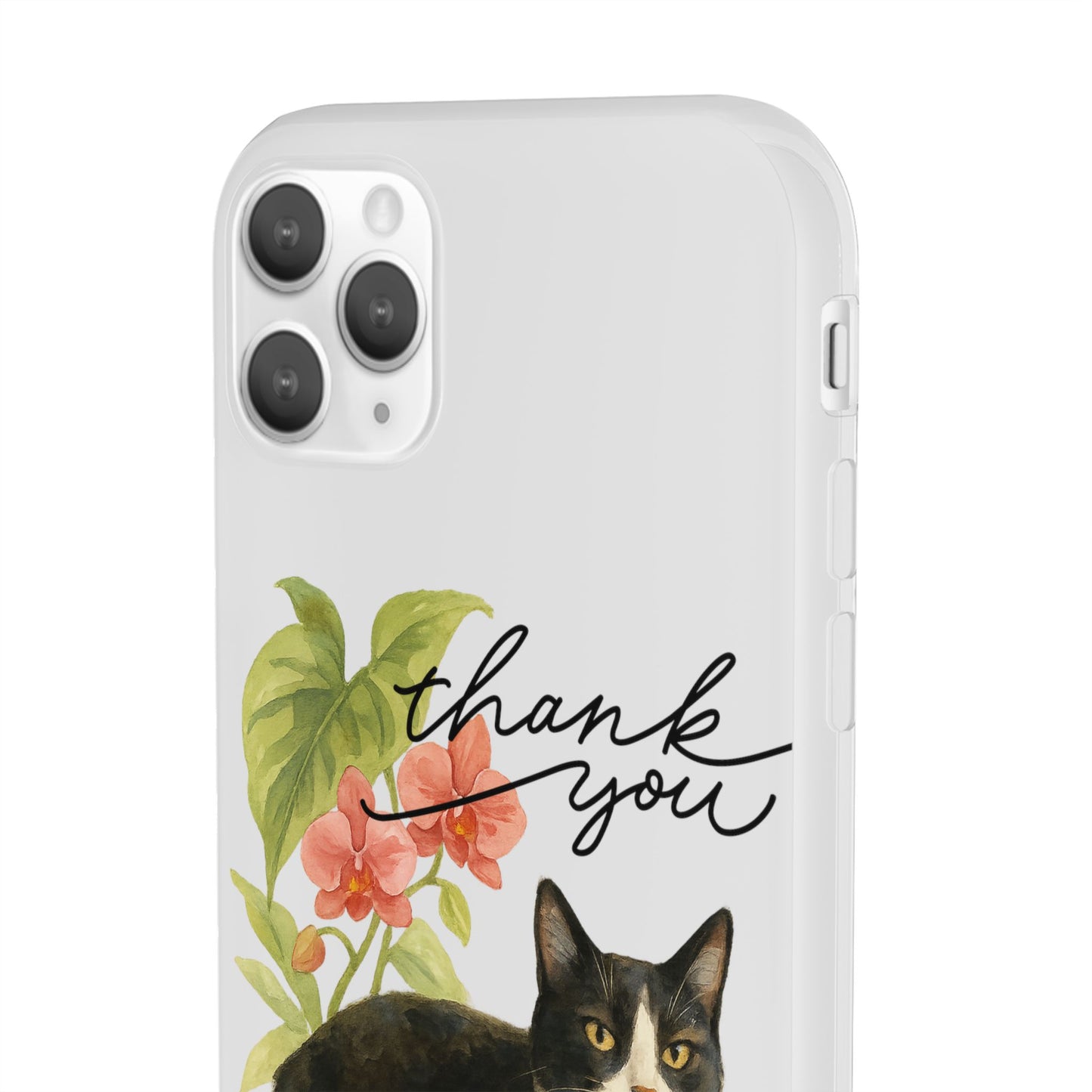 62A Cute Cat Thank You Phone Case – Flexible Matte TPU Slim Cover for iPhone & Android Gift