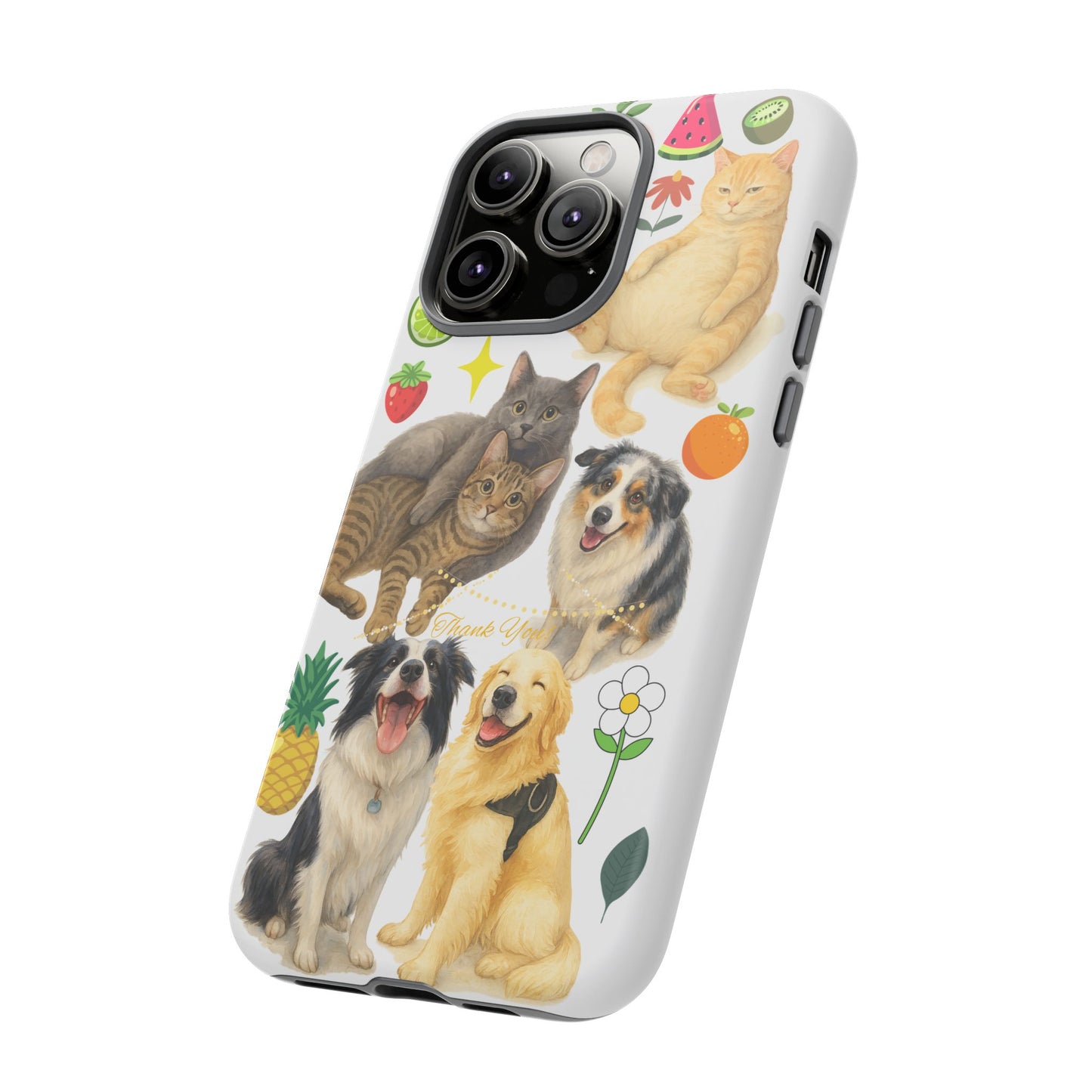 60A Dog and Cat Printed Dual-Layer Phone Case In White – Glossy or Matte Finish – iPhone & Android Compatible