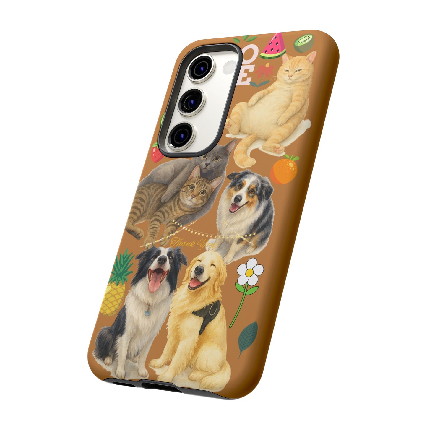 60A-9 Dog and Cat Printed Dual-Layer Phone Case In Light Brown – Glossy or Matte Finish – iPhone & Android Compatible