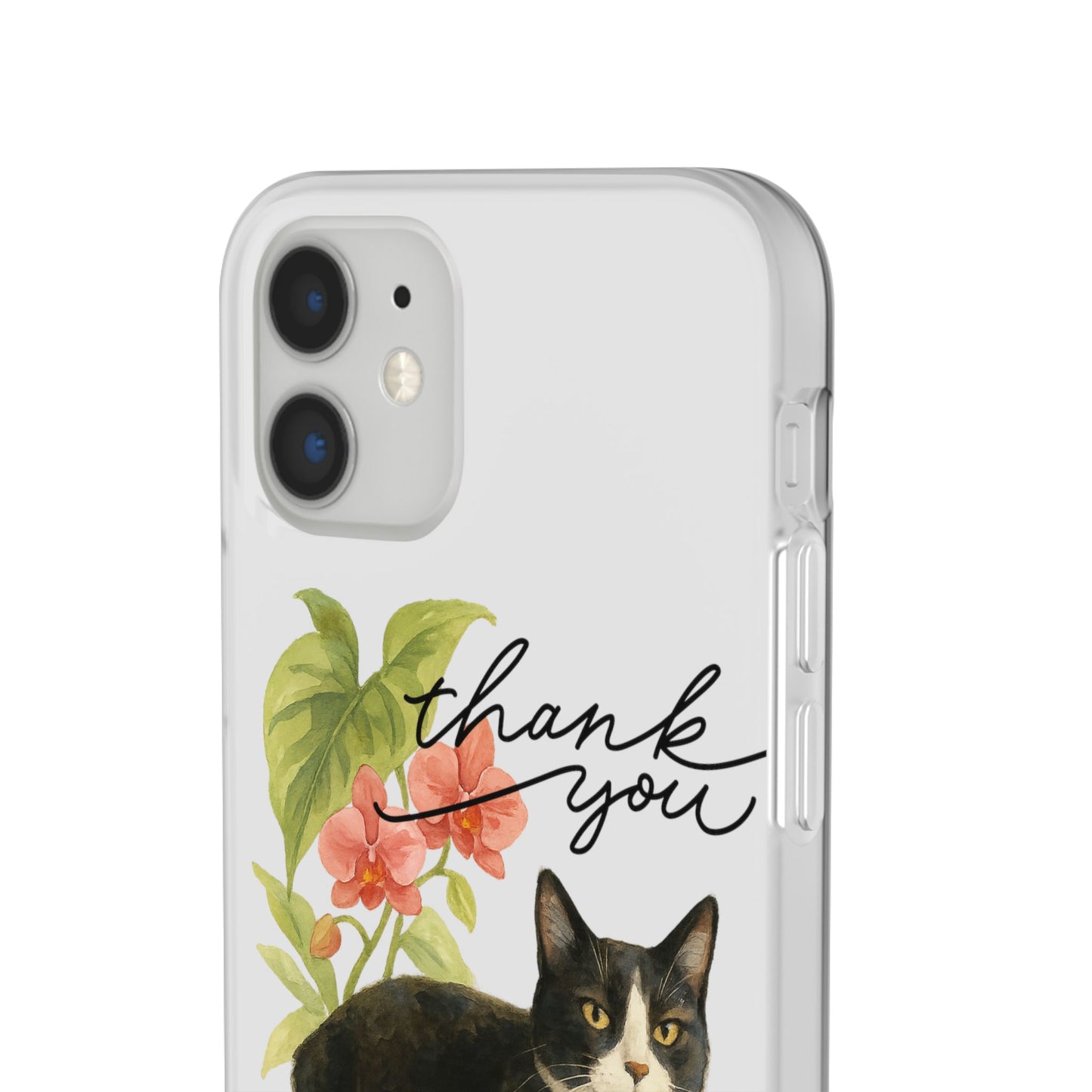 62A Cute Cat Thank You Phone Case – Flexible Matte TPU Slim Cover for iPhone & Android Gift