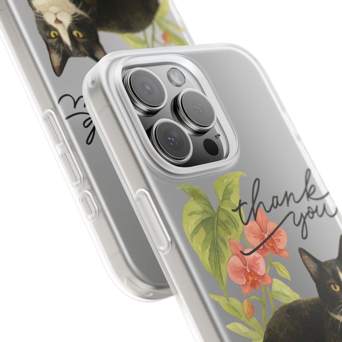 62A Cute Cat Thank You Phone Case – Flexible Matte TPU Slim Cover for iPhone & Android Gift