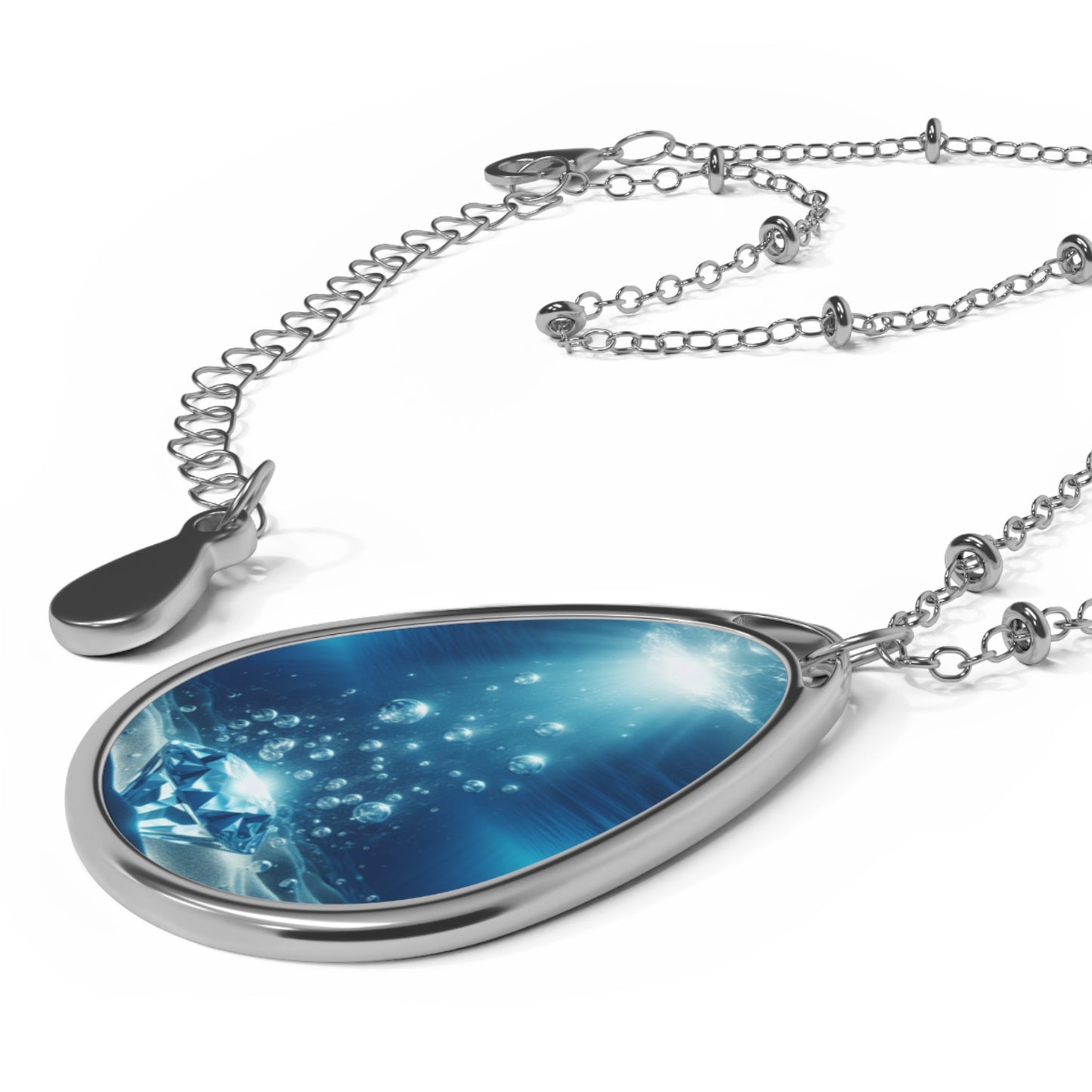 53B2-2 Ocean Energy Oval Pendant Necklace – Underwater Light-Inspired Jewelry