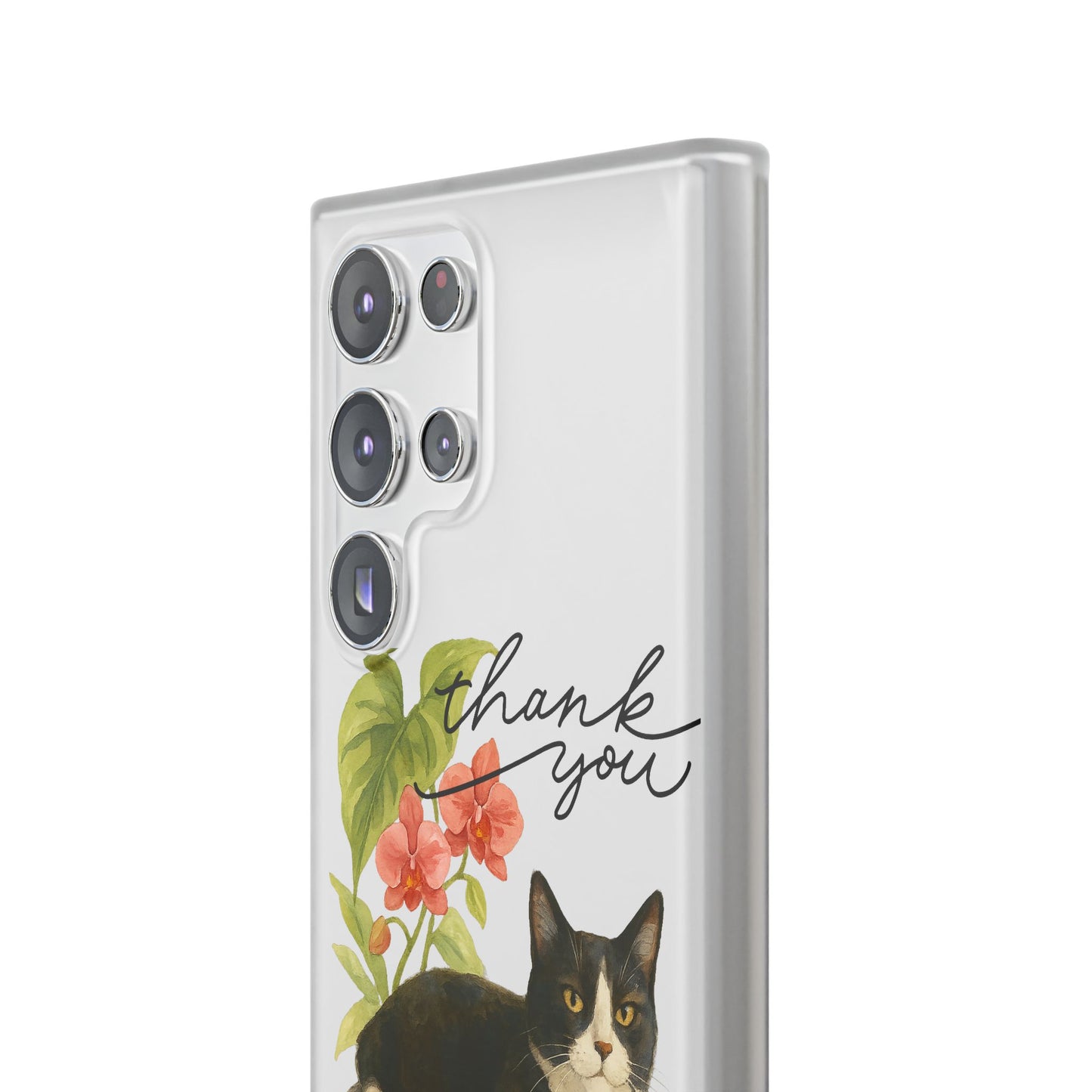 62A Cute Cat Thank You Phone Case – Flexible Matte TPU Slim Cover for iPhone & Android Gift