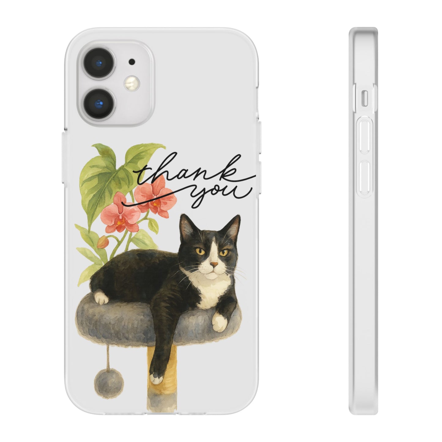 62A Cute Cat Thank You Phone Case – Flexible Matte TPU Slim Cover for iPhone & Android Gift