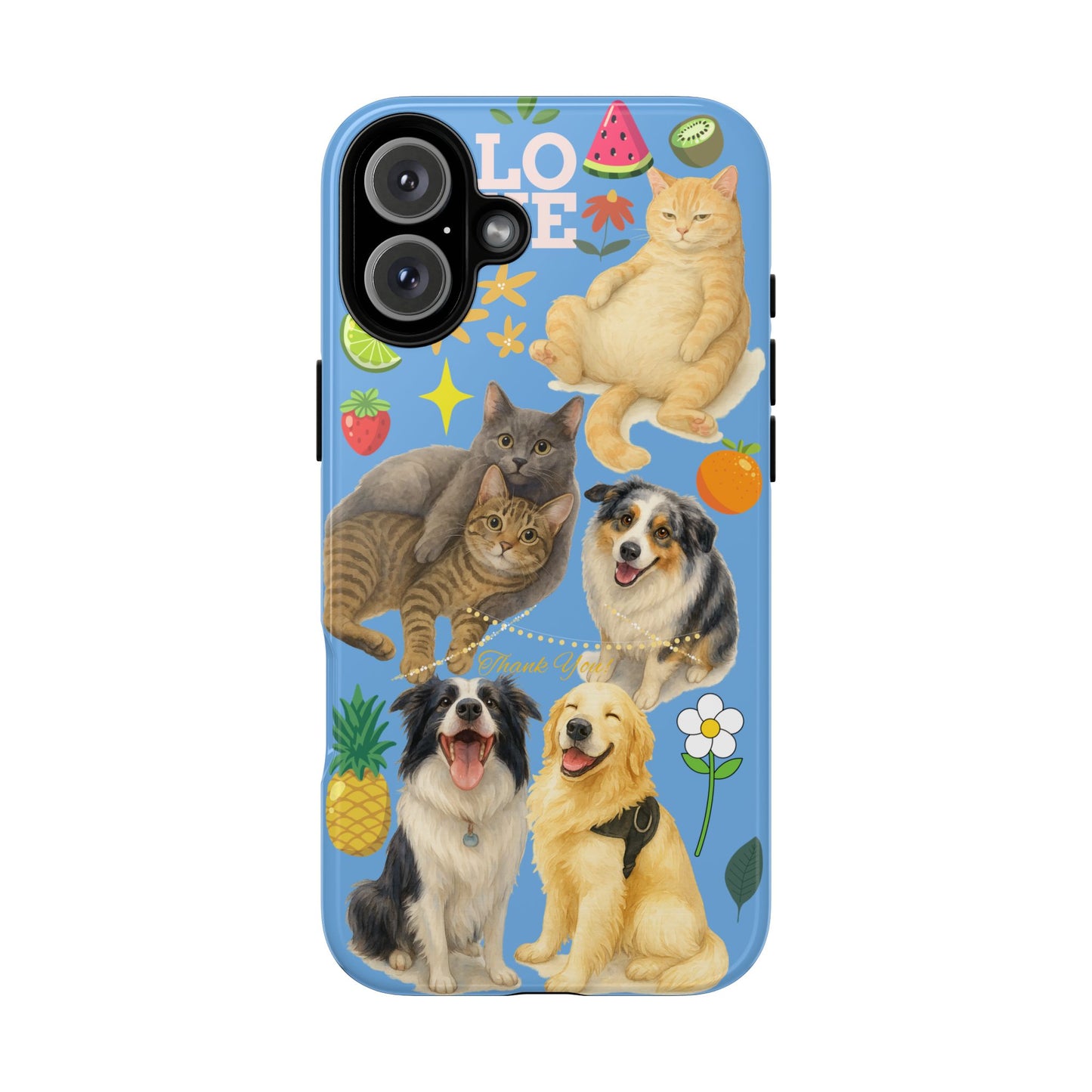 60A-1 Dog and Cat Printed Dual-Layer Phone Case In Blue – Glossy or Matte Finish – iPhone & Android Compatible