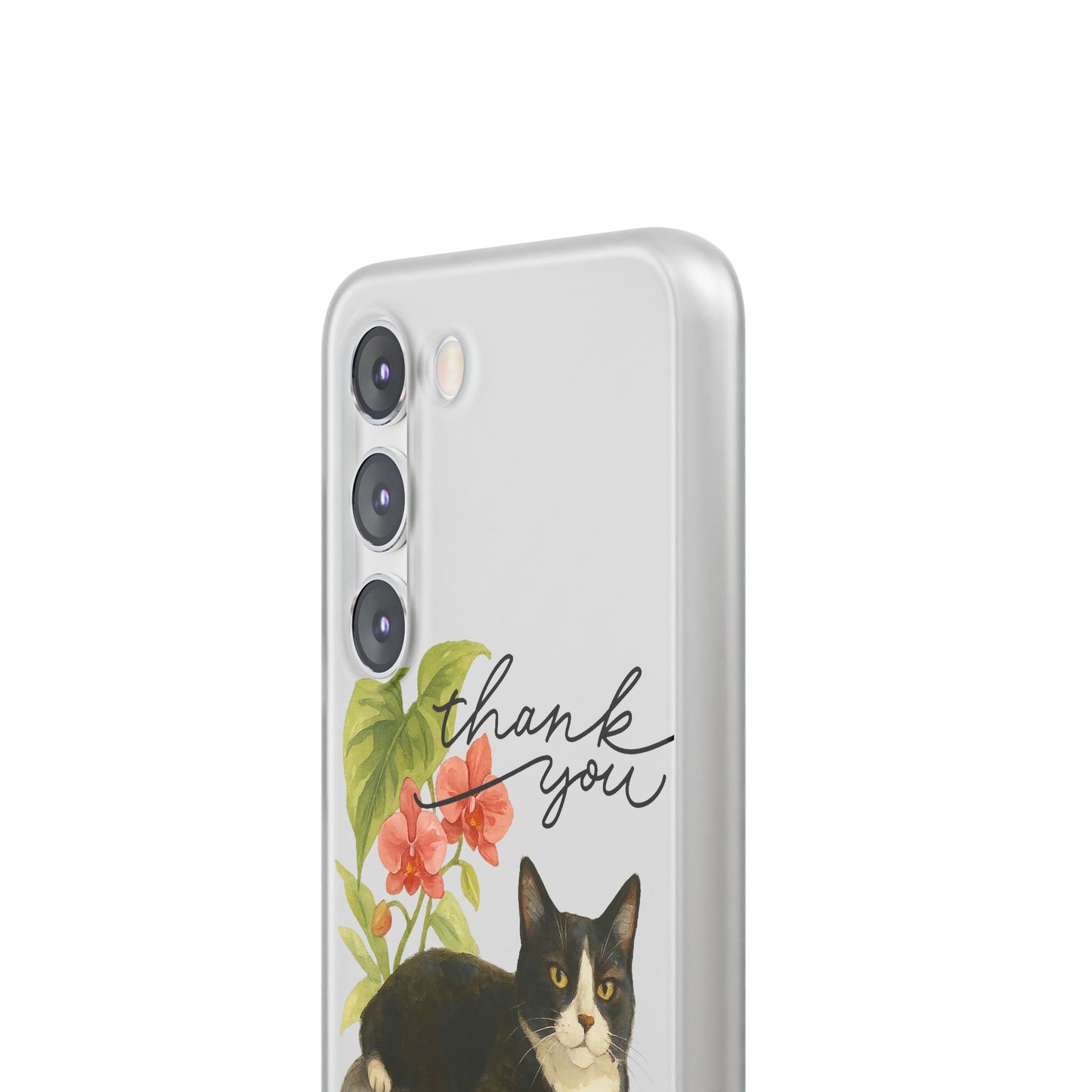 62A Cute Cat Thank You Phone Case – Flexible Matte TPU Slim Cover for iPhone & Android Gift