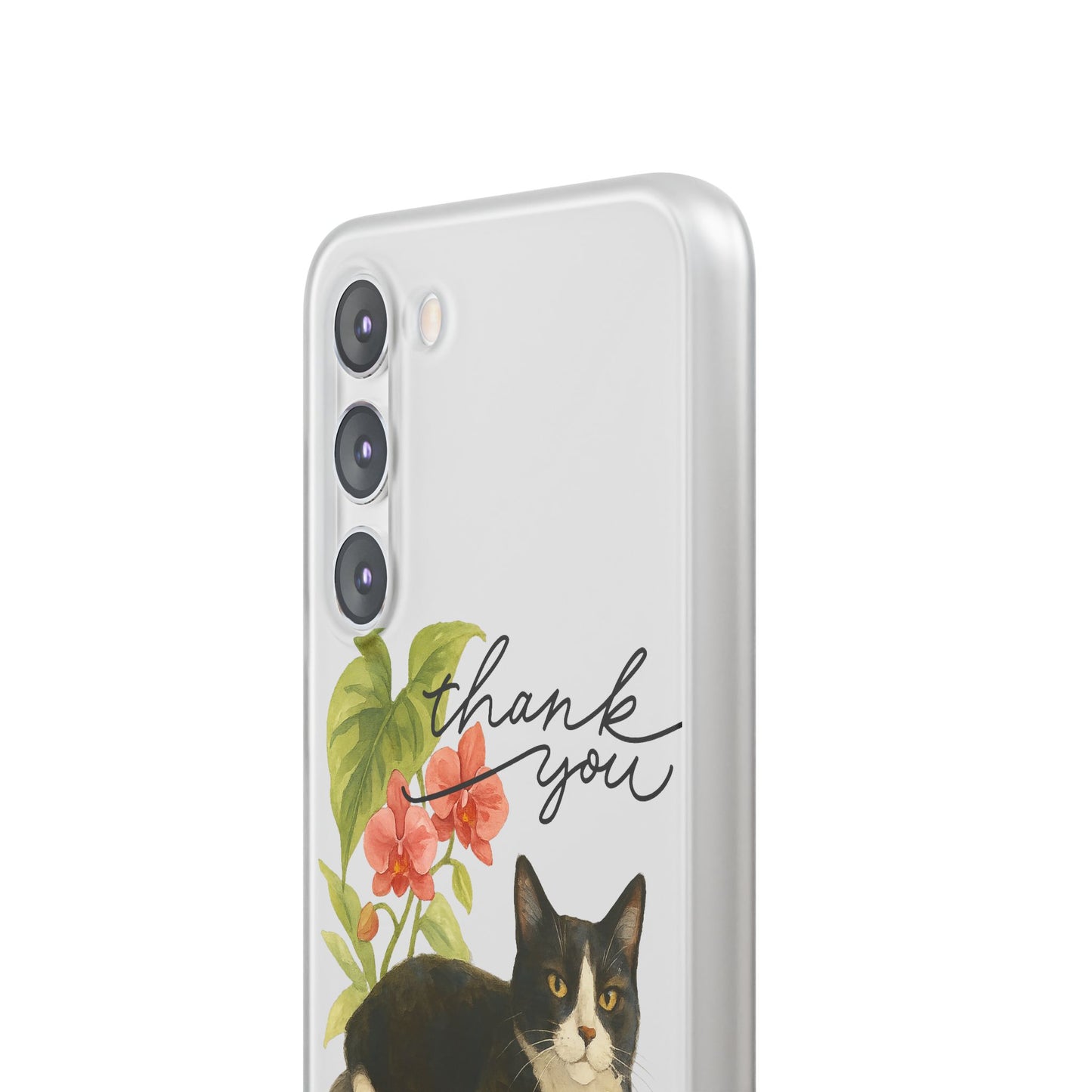 62A Cute Cat Thank You Phone Case – Flexible Matte TPU Slim Cover for iPhone & Android Gift